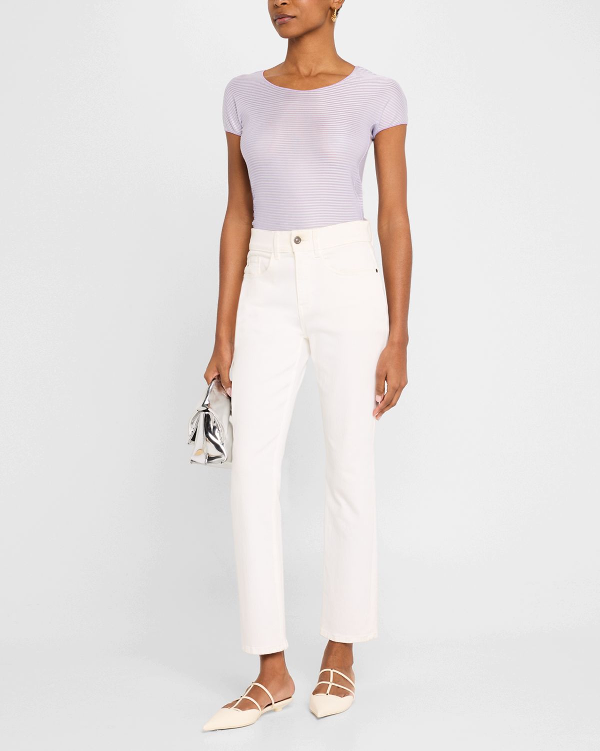 Emporio Armani Striped Scoop-Neck Viscose T-Shirt