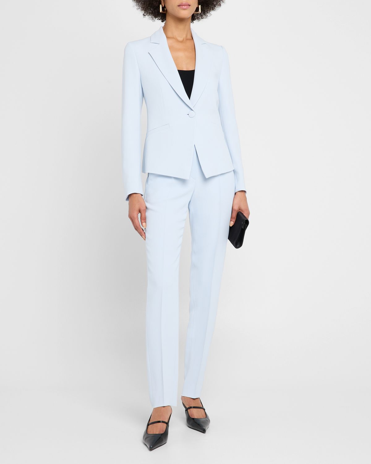 Emporio Armani Creased Straight-Leg Cady Crepe Trousers