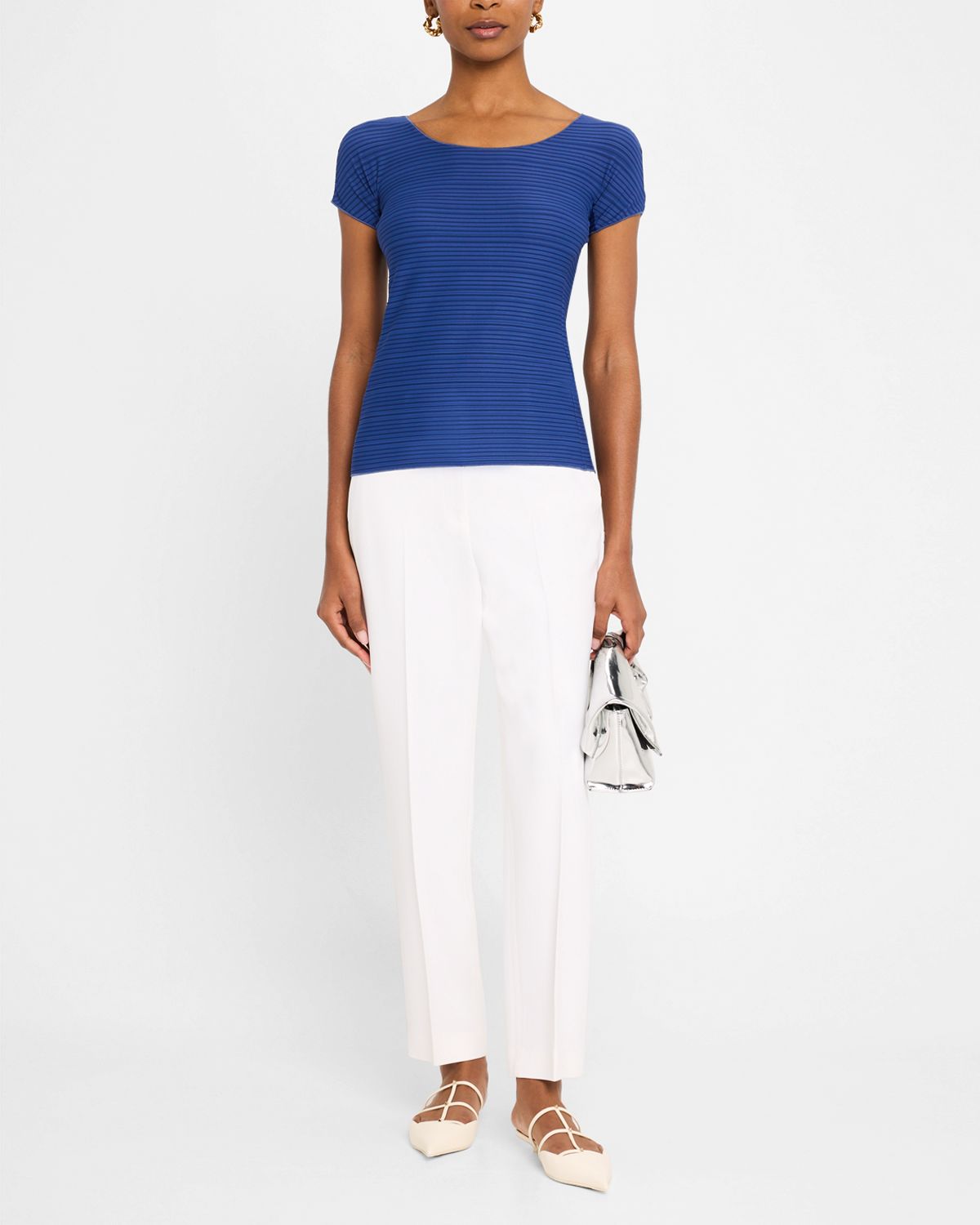 Emporio Armani Striped Scoop-Neck Jersey Tee