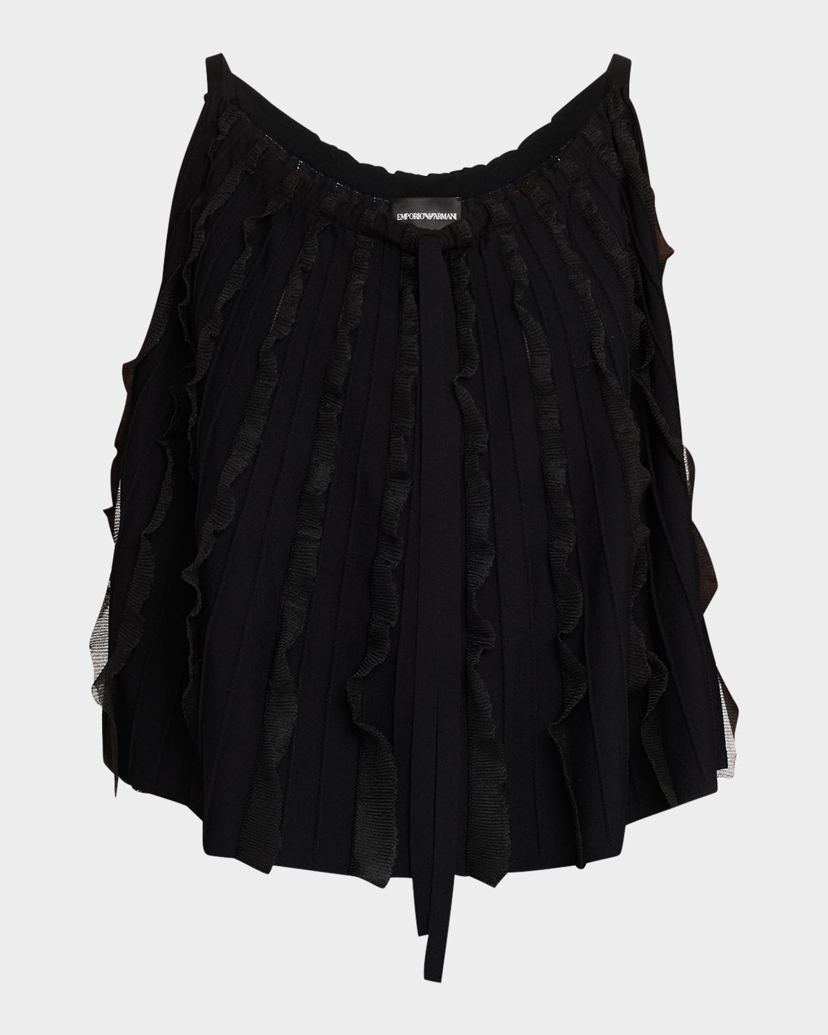 Emporio Armani Ribbed Ruffle-Trim Halter Tank