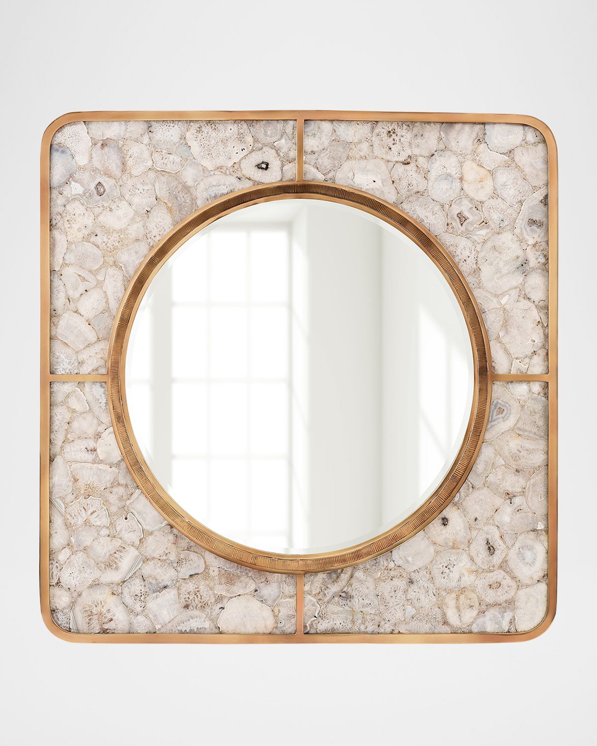 John-Richard Collection Sonora Agate Wall Mirror, 54" Square | Thumbnail 4
