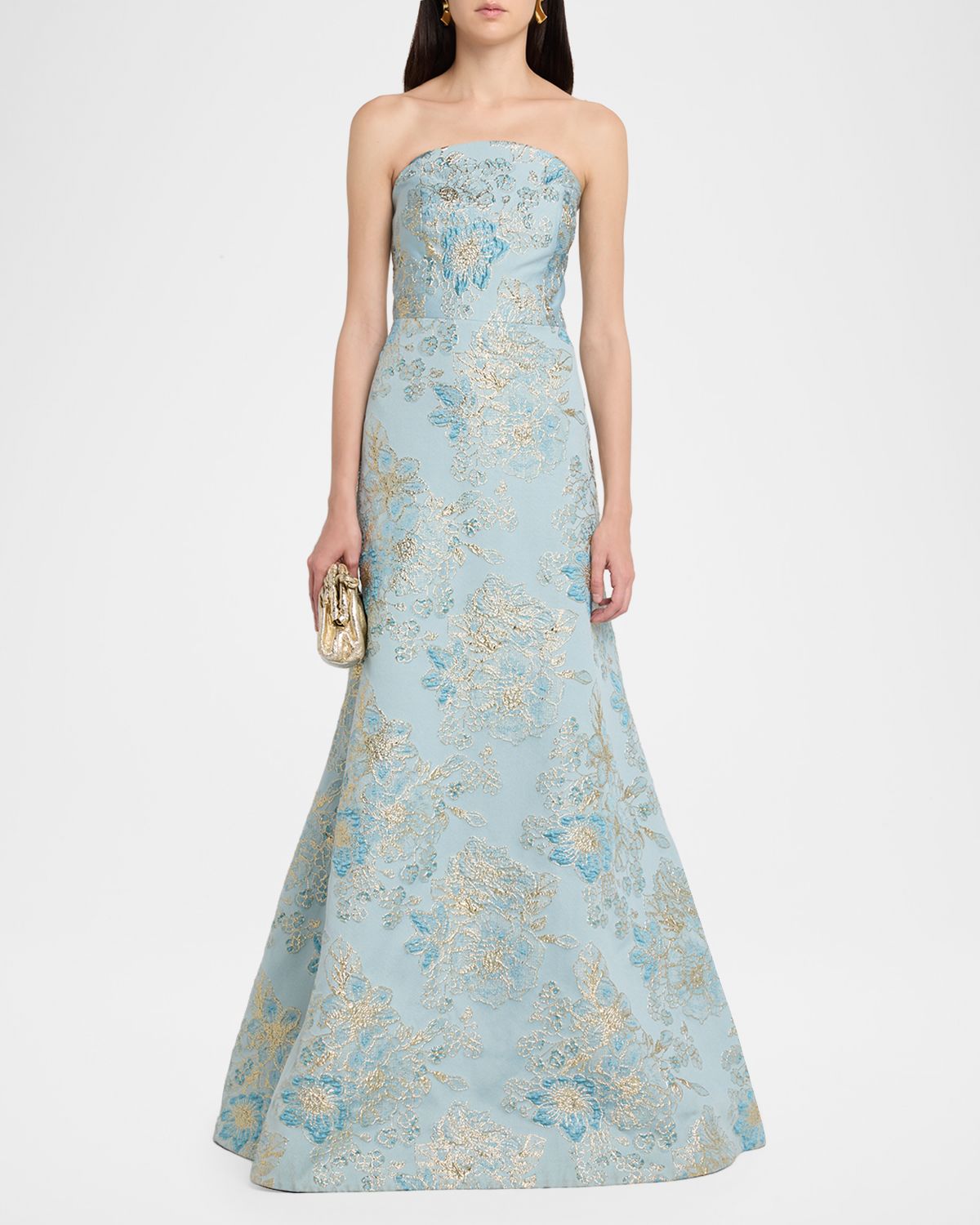 Rickie Freeman for Teri Jon Strapless Metallic Floral Jacquard Gown | Thumbnail 5 Rickie Freeman for Teri Jon Strapless Metallic Floral Jacquard Gown | Thumbnail 5