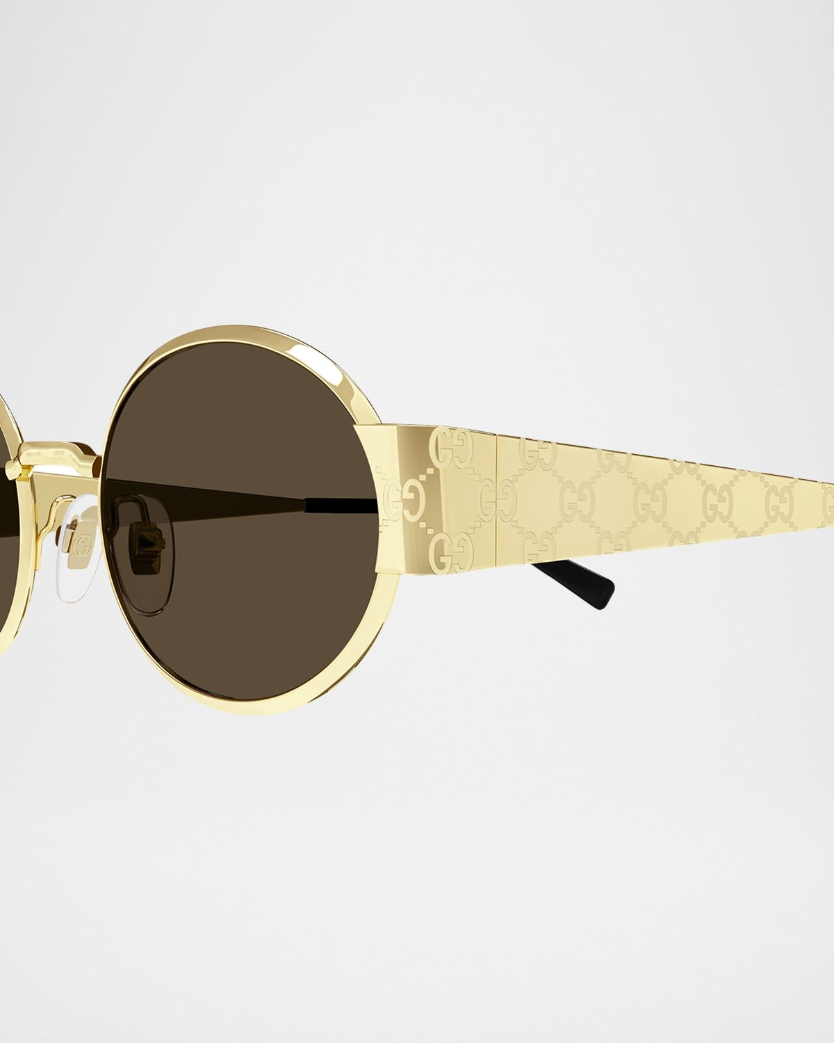 Gucci GG Monogram Metal Oval Sunglasses