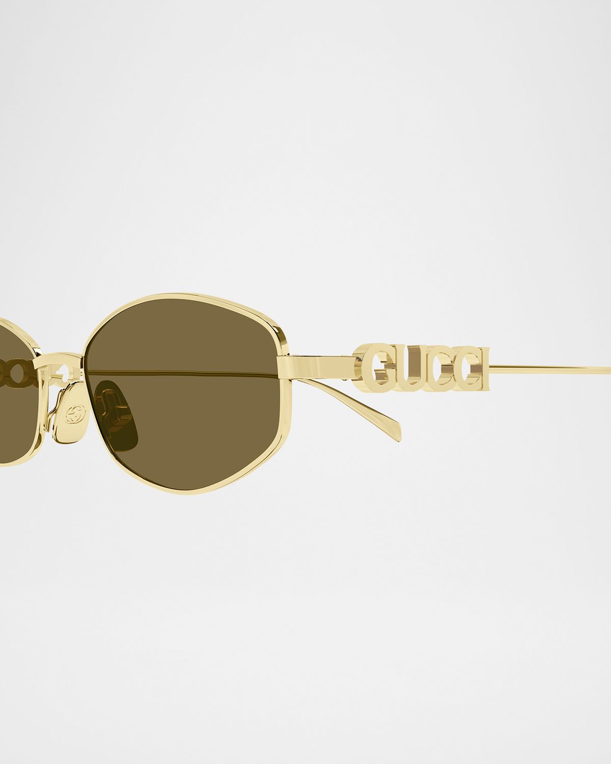 Gucci Logo Oval Metal Sunglasses