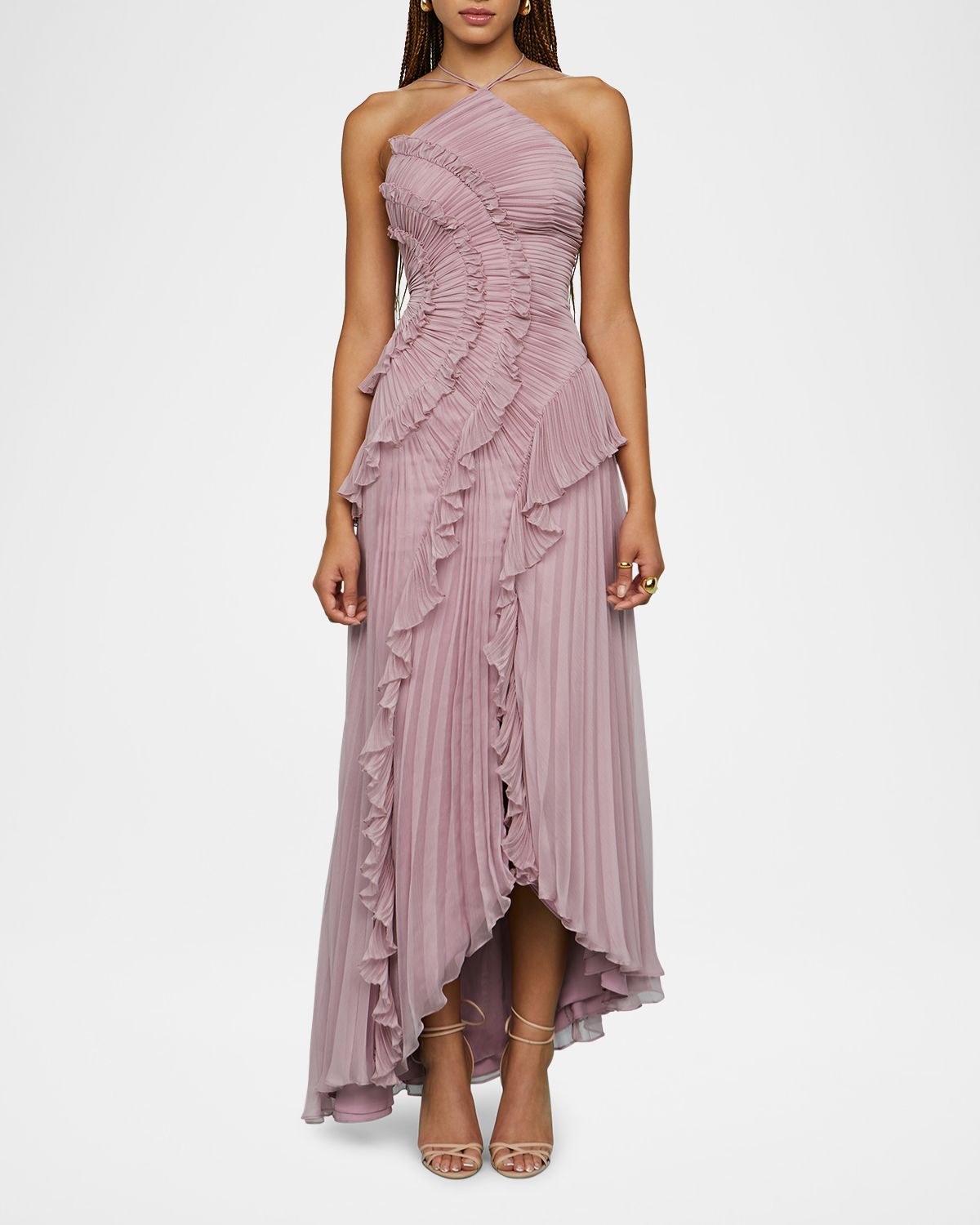 AMUR Lorelie Pleated Halter Gown | Thumbnail 4 AMUR Lorelie Pleated Halter Gown | Thumbnail 4