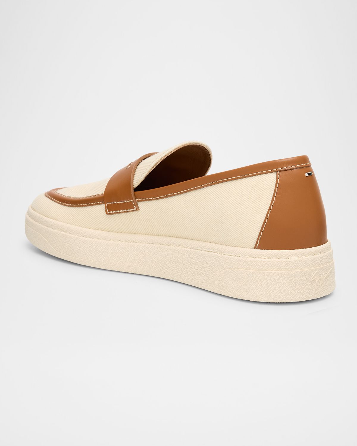 Giuseppe Zanotti Men 's Karmy Canvas and Leather Penny Loafers