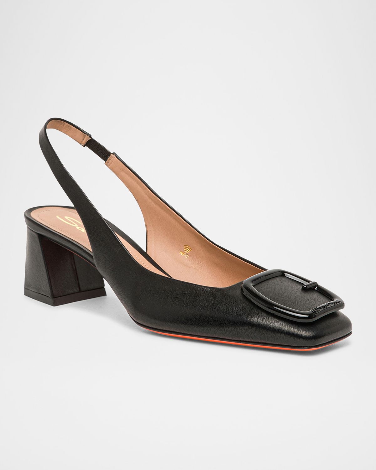 Santoni Lemon Buckle Slingback Leather Pumps