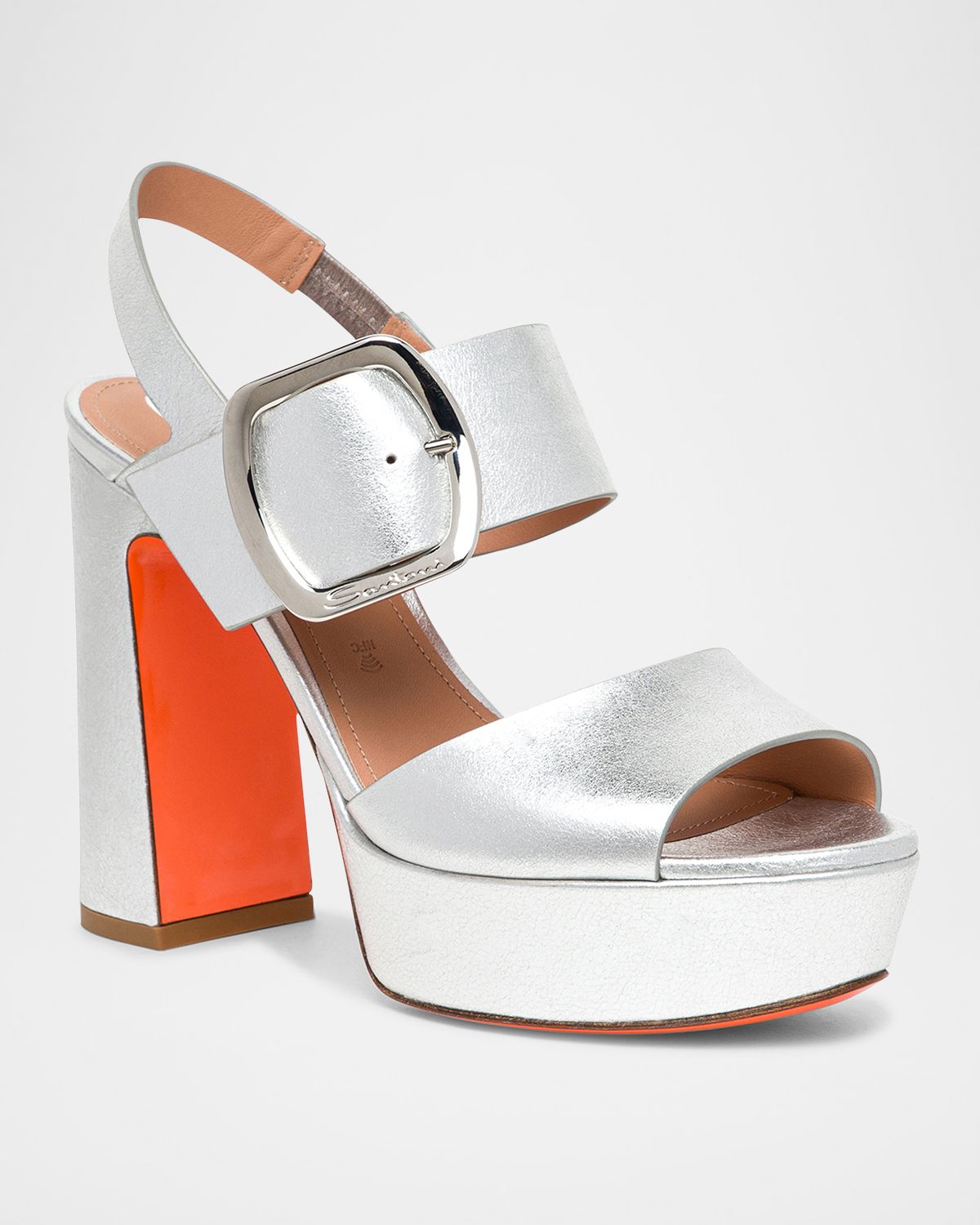 Santoni Bruxel Metallic Buckle Platform Sandals