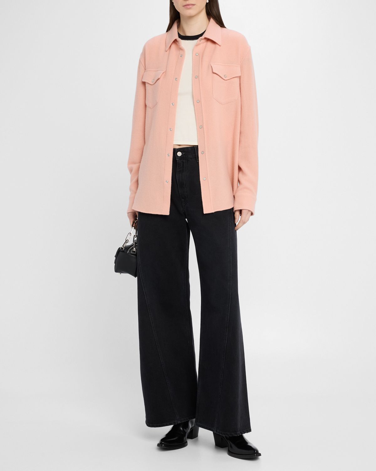 God 's True Cashmere Peach Blush Cashmere Button-Down Shirt