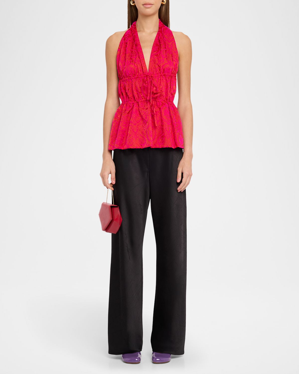 Dries Van Noten Ceana Striped Tie Halter Top