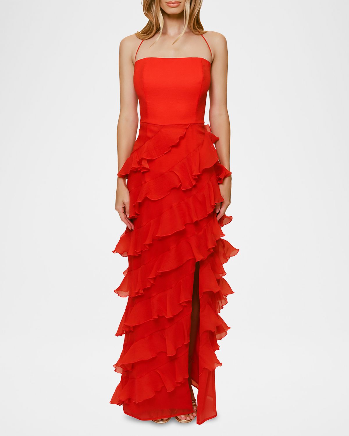 Saloni Vida-E Polka Dot Frill Midi Dress