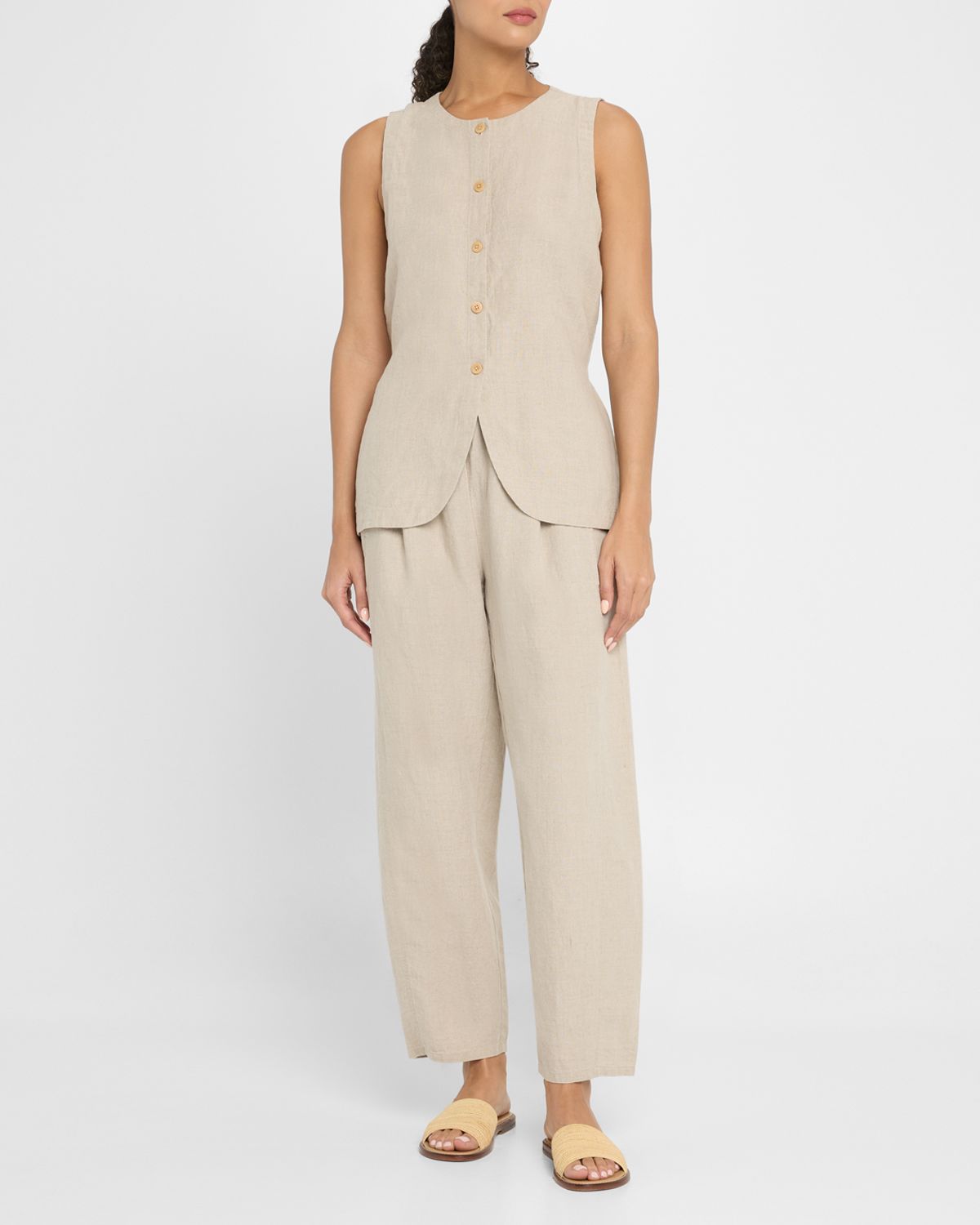 Eileen Fisher Cropped Organic Linen Lantern Pants