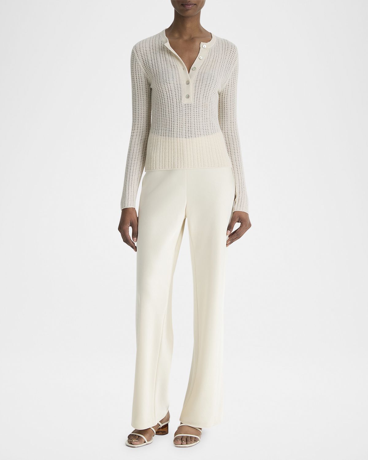 Vince Waffle-Knit Henley Top