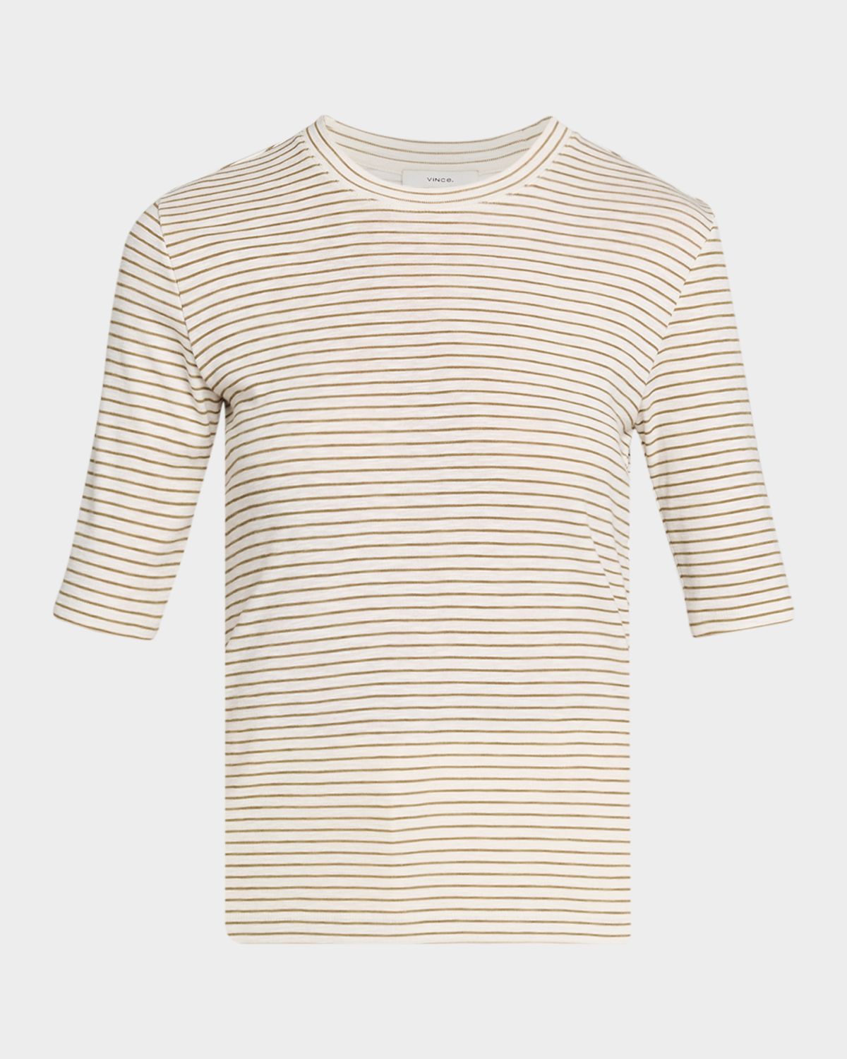 Vince Stripe Elbow-Sleeve Top