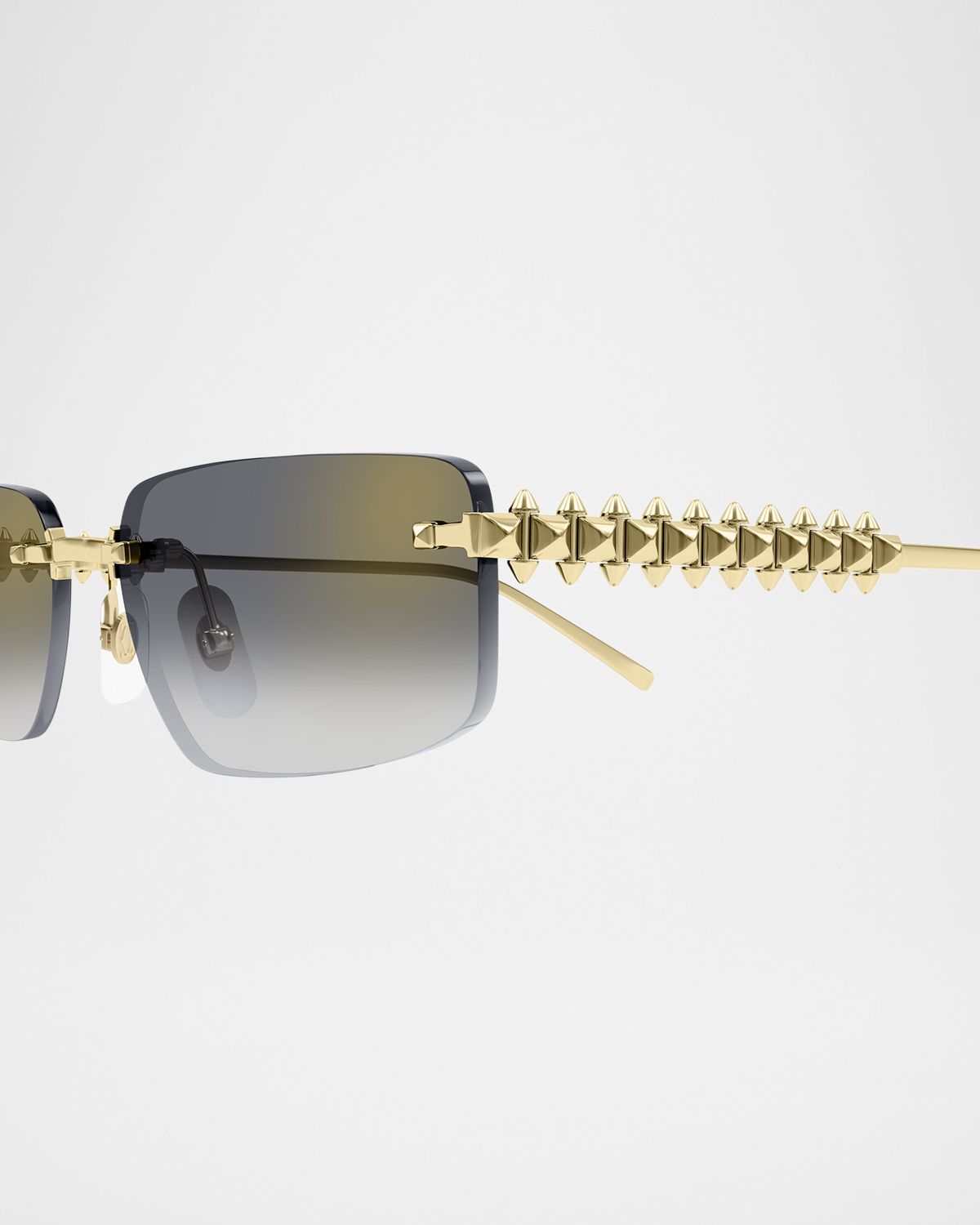 Cartier Rimless Metal Rectangle Sunglasses