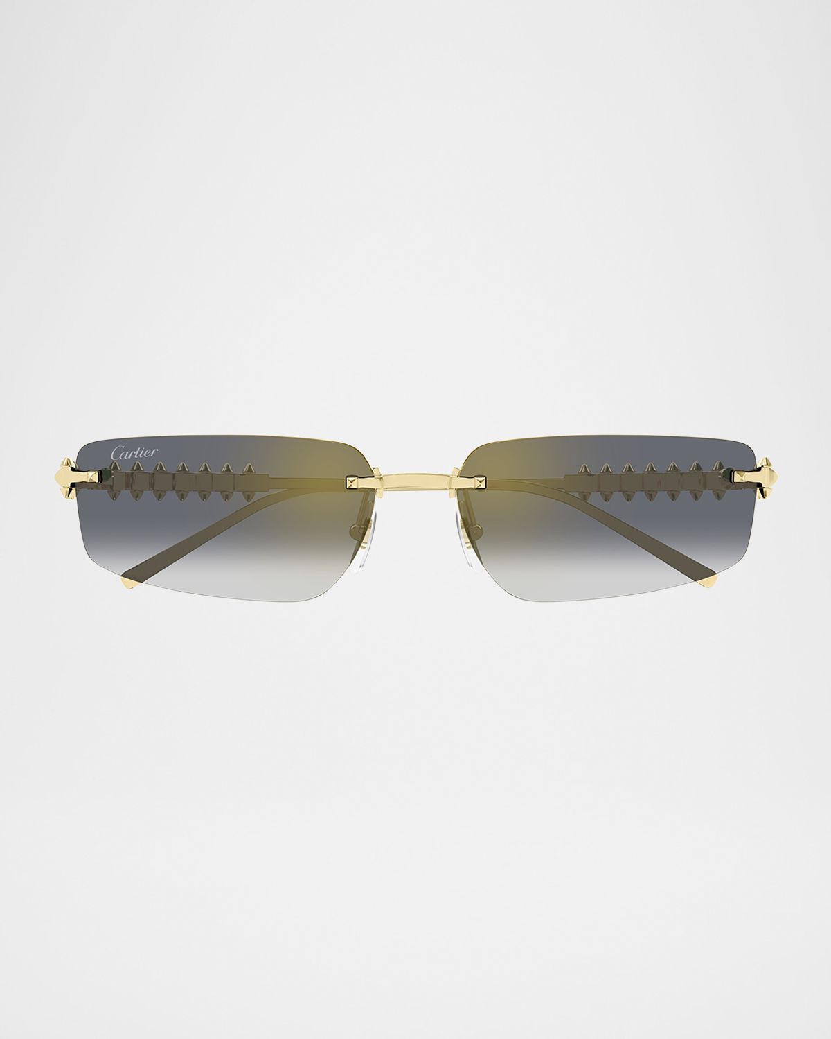 Cartier Rimless Metal Rectangle Sunglasses