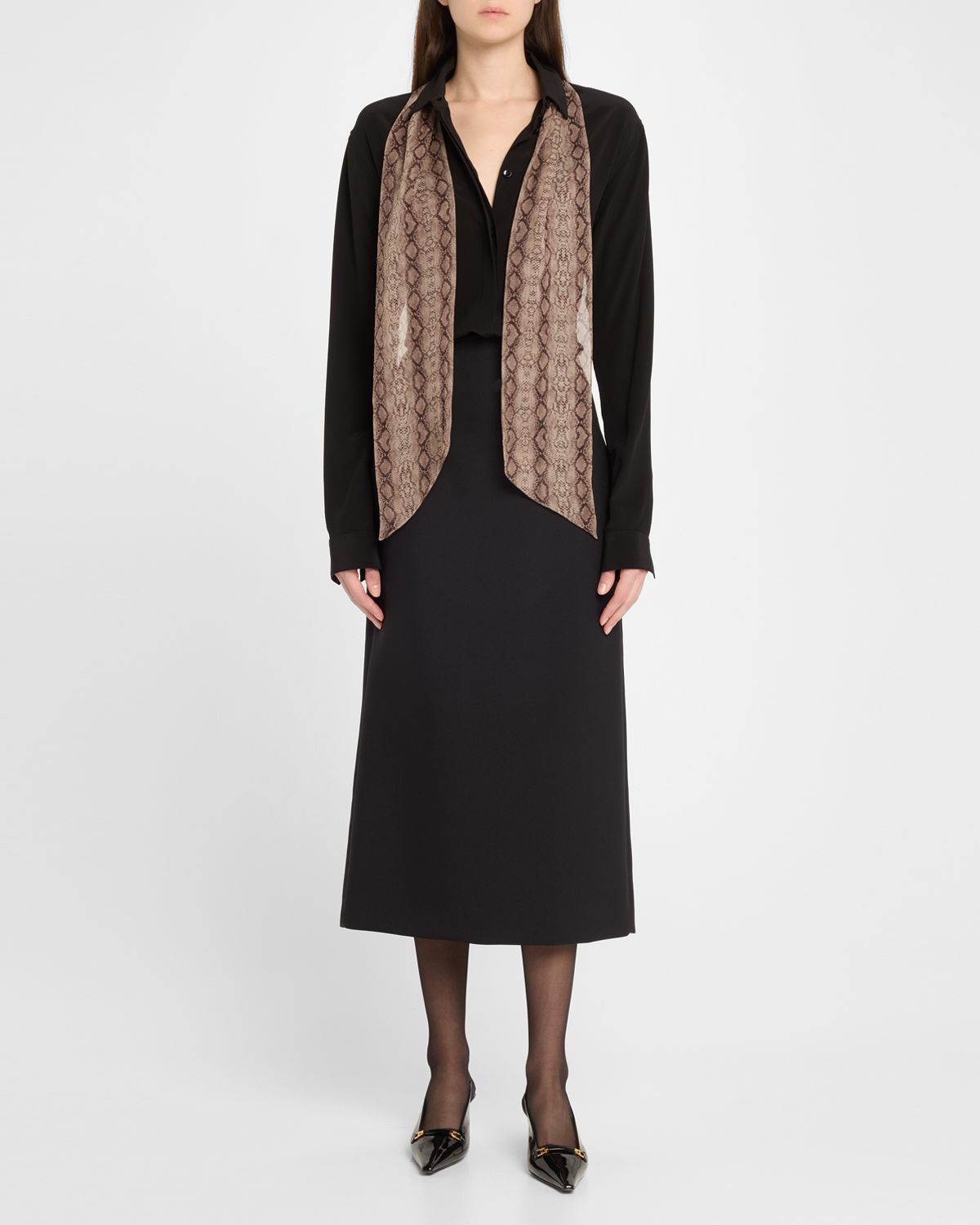 Saint Laurent Snake-Print Silk Scarf