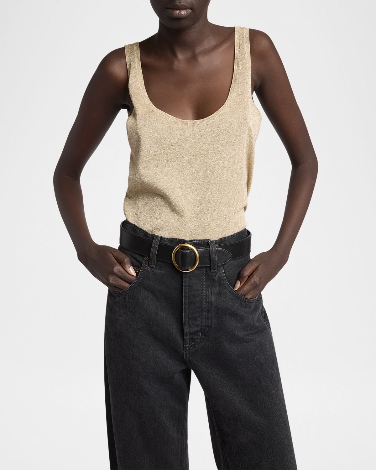 Saint Laurent Ceinture Oval Buckle Leather Belt