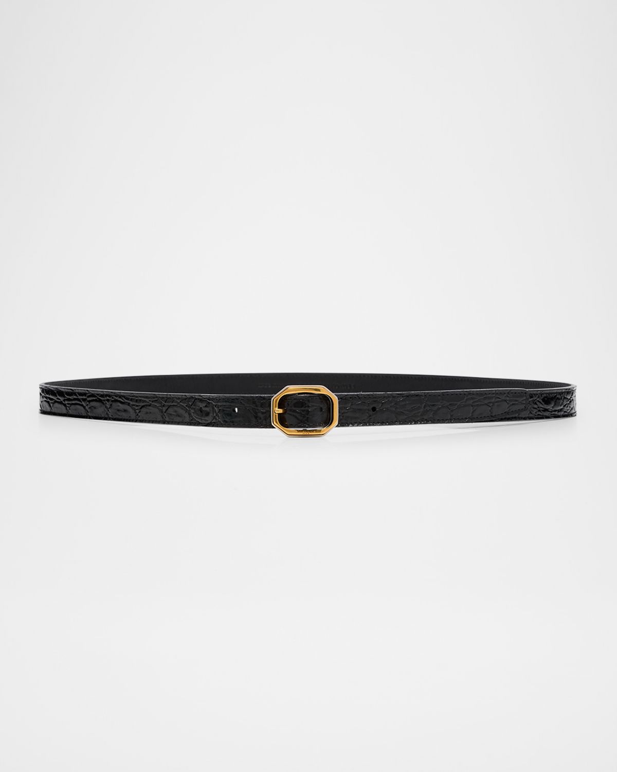 Saint Laurent Ceinture Croc-Embossed Leather Belt