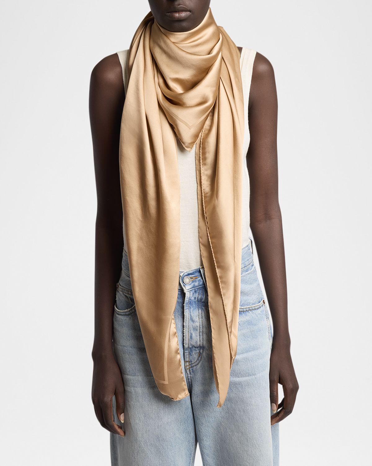 Saint Laurent Silk YSL Printed Silk Scarf