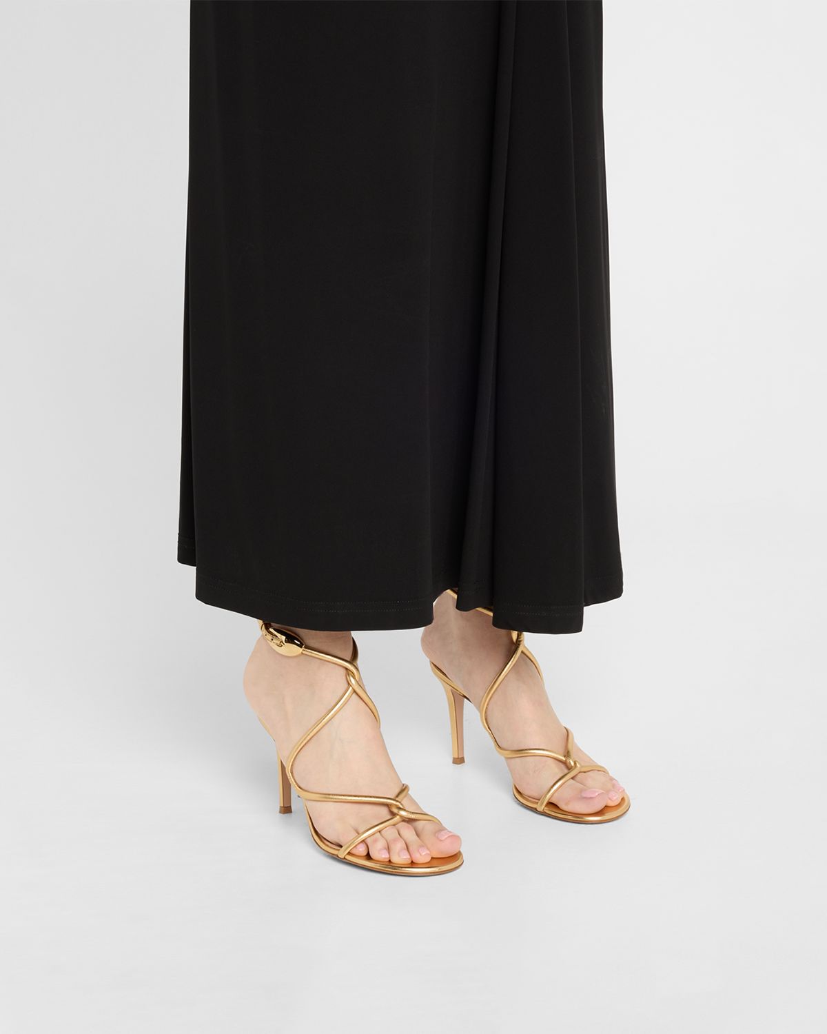 Gianvito Rossi 85mm Mamba Metallic Nappa Leather Sandals