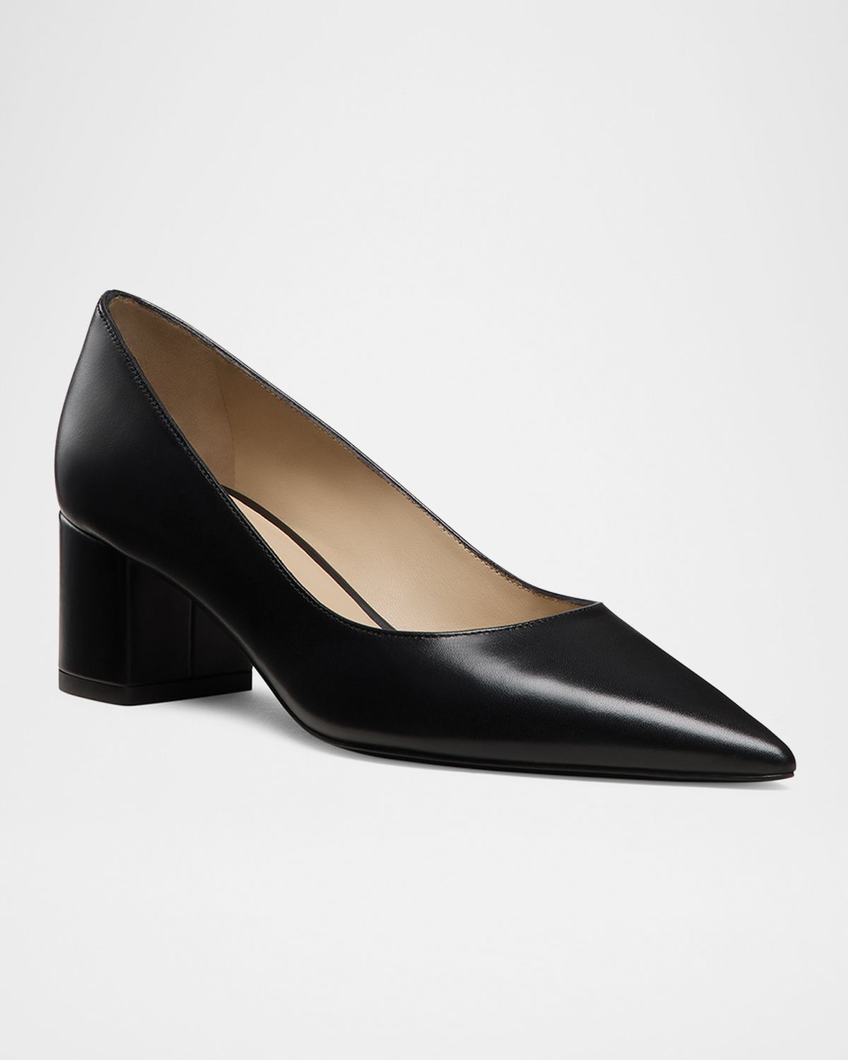 Stuart Weitzman Stuart Leather Block-Heel Pumps