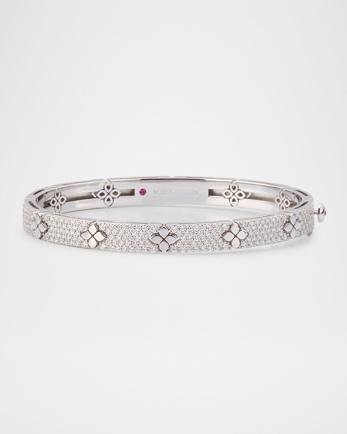 Roberto Coin 18K White Gold Diamond Love In Verona Bangle, 48x58mm