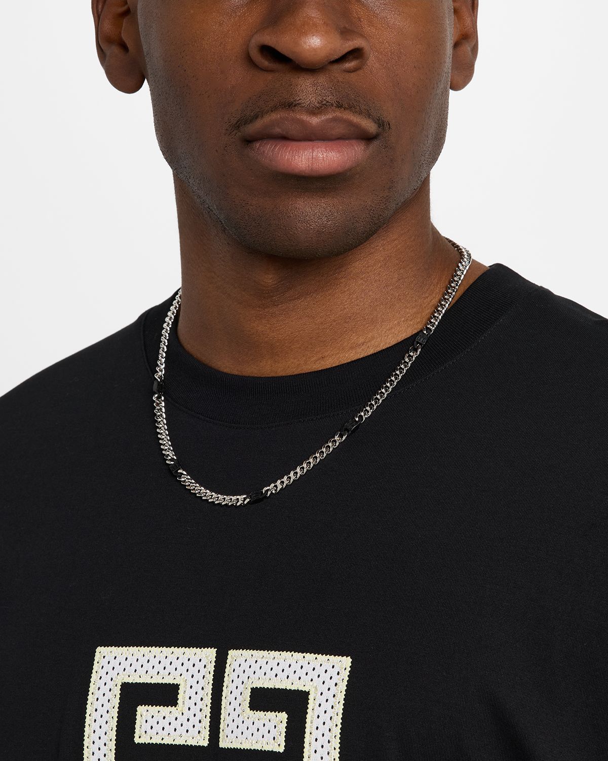 Givenchy Men 's 4G Black and Silvery Small Chain Necklace