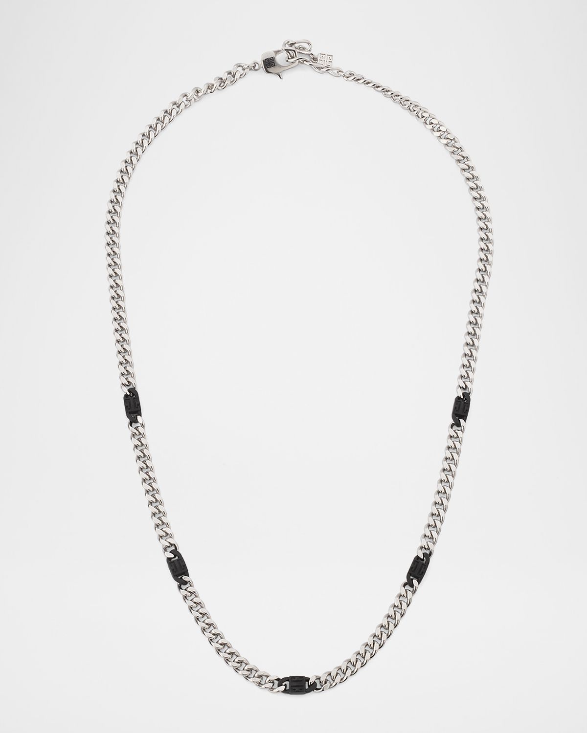 Givenchy Men 's 4G Black and Silvery Small Chain Necklace