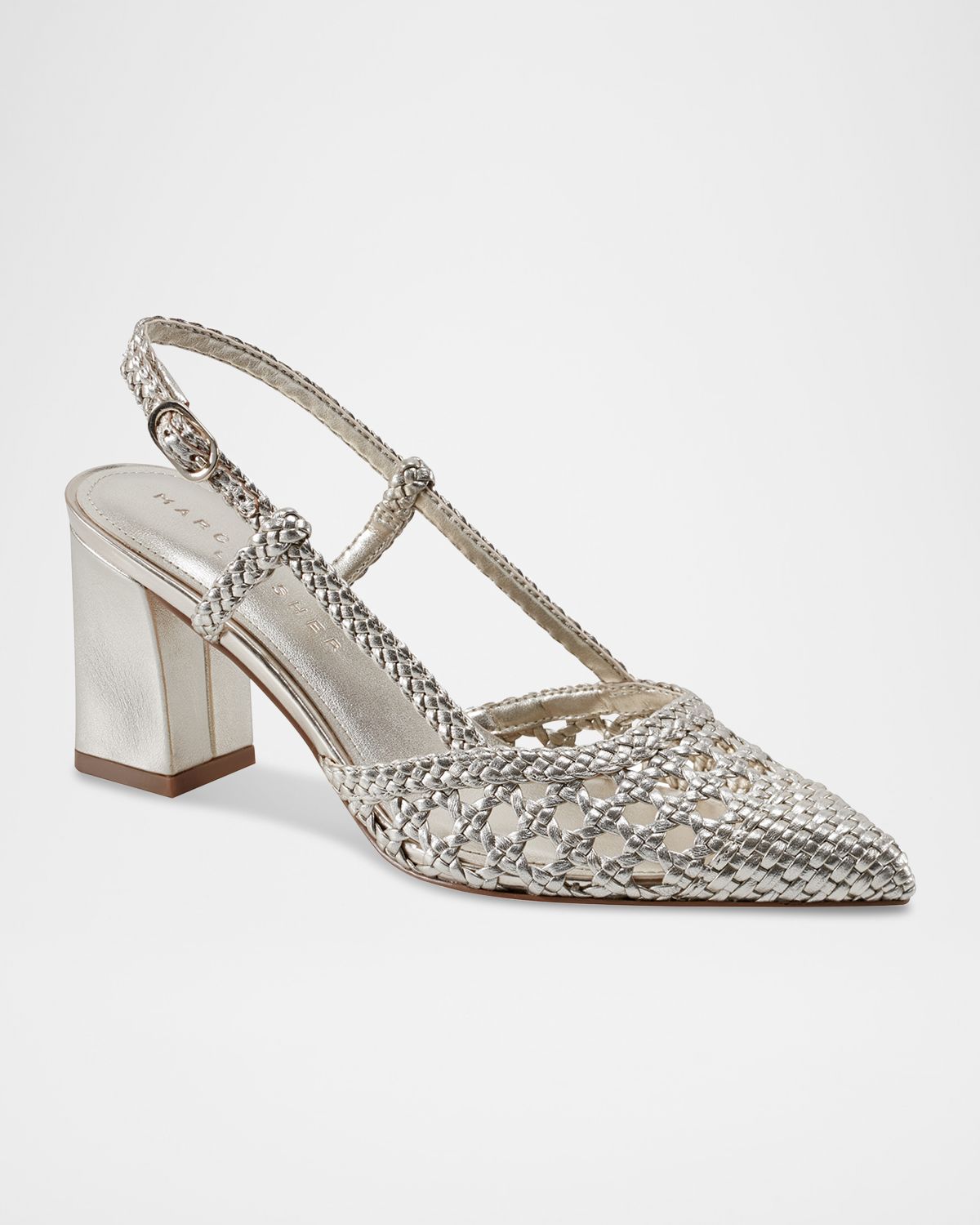 Marc Fisher LTD Zunnie Woven Leather Slingback Pumps | Thumbnail 4