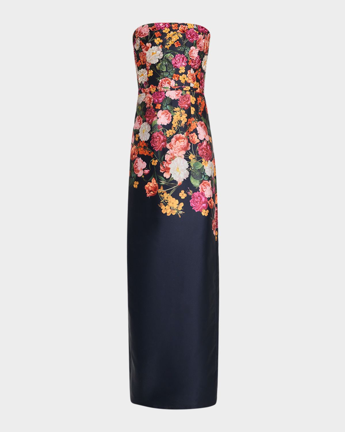 Sachin & Babi Sophia Strapless Floral-Print Column Gown