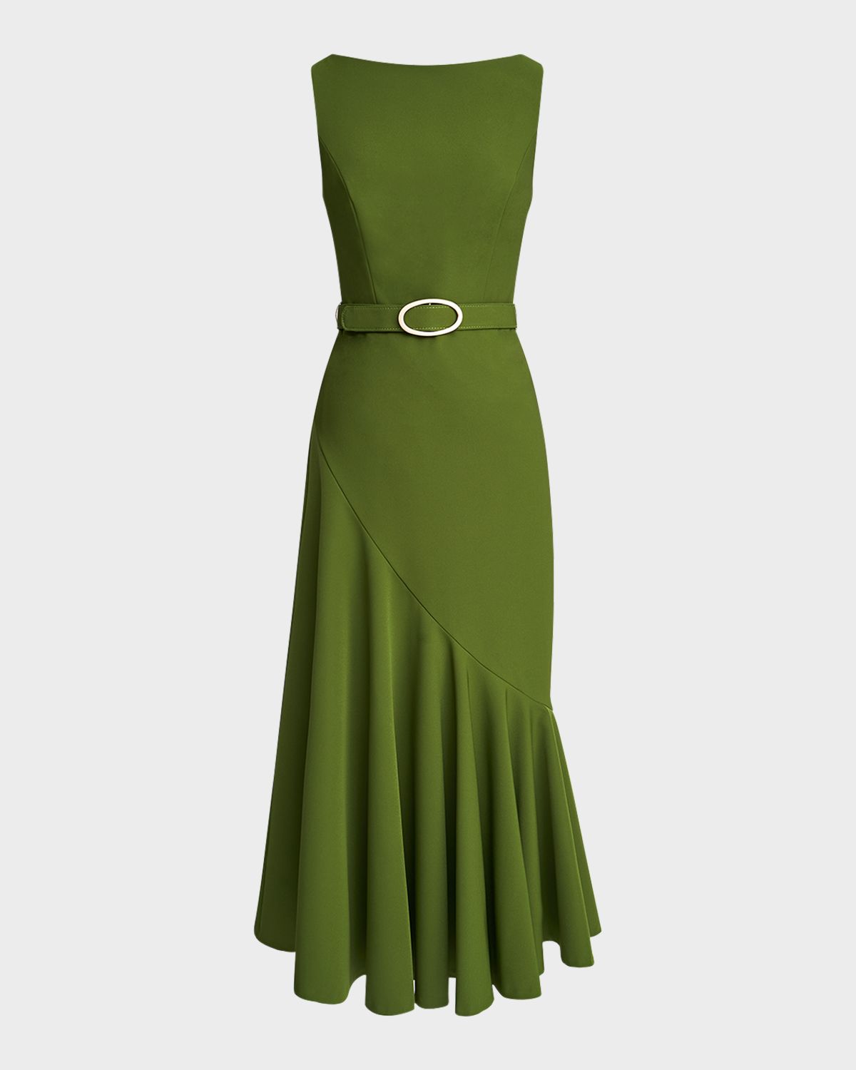 Kay Unger New York Gianna Belted Sleeveless Midi Dress
