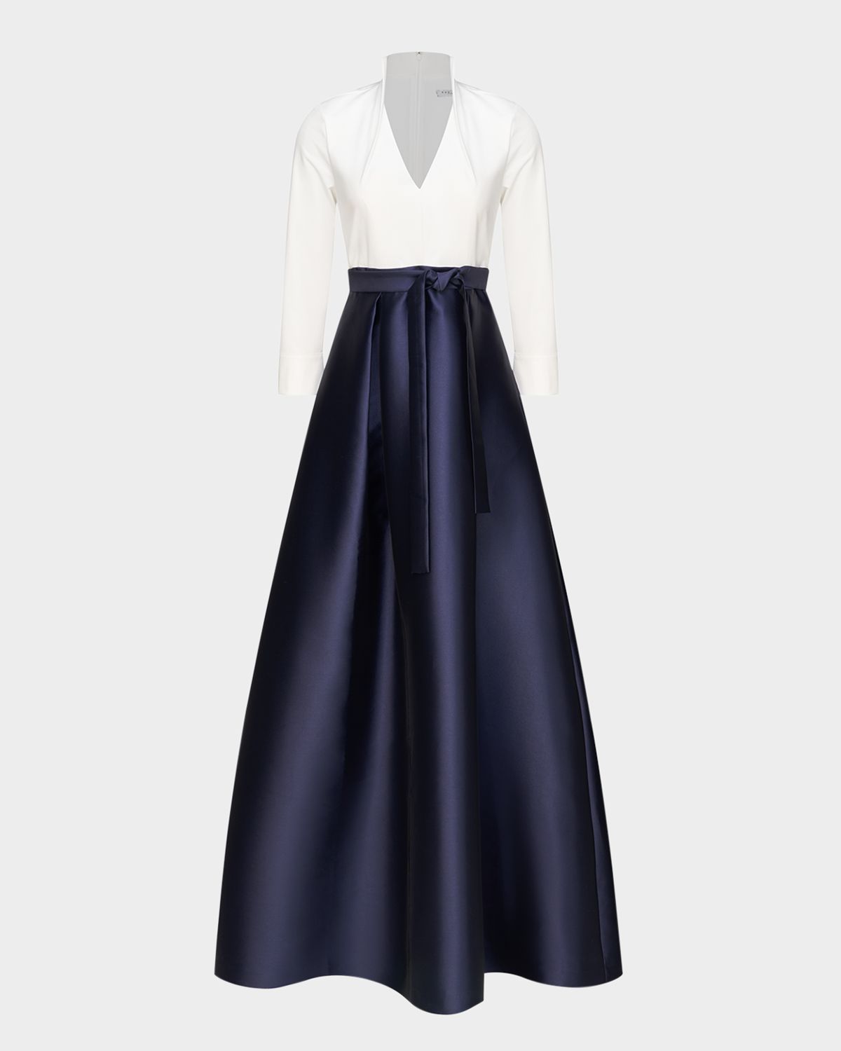Kay Unger New York Phoebe 3/4-Sleeve Collared Poplin A-Line Gown | Thumbnail 6 Kay Unger New York Phoebe 3/4-Sleeve Collared Poplin A-Line Gown | Thumbnail 6
