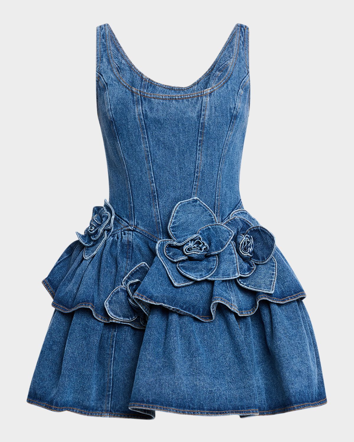 AKNVAS Devyn Denim Ruffle Mini Dress