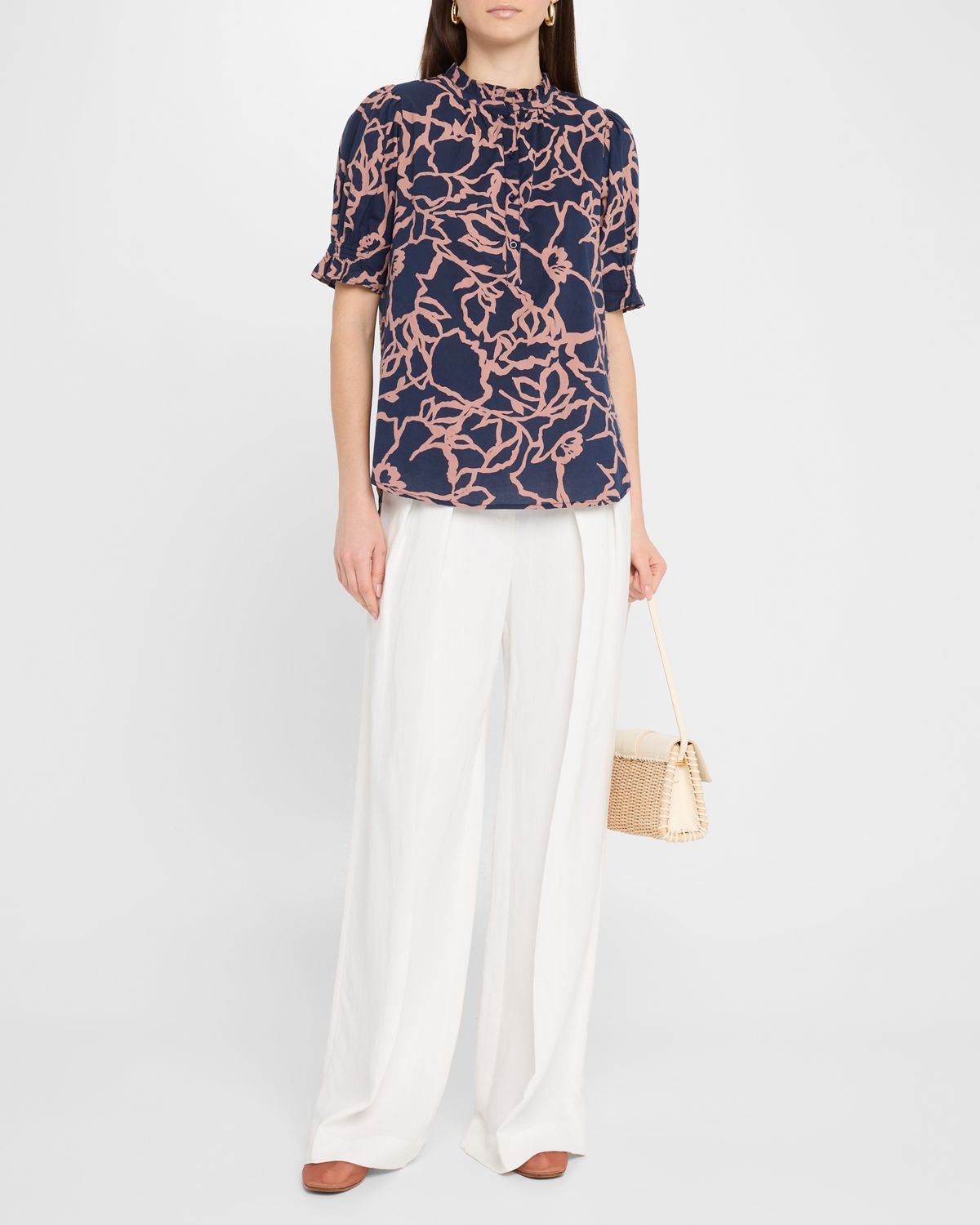 Apiece Apart Los Altos Floral-Print Organic Cotton Top