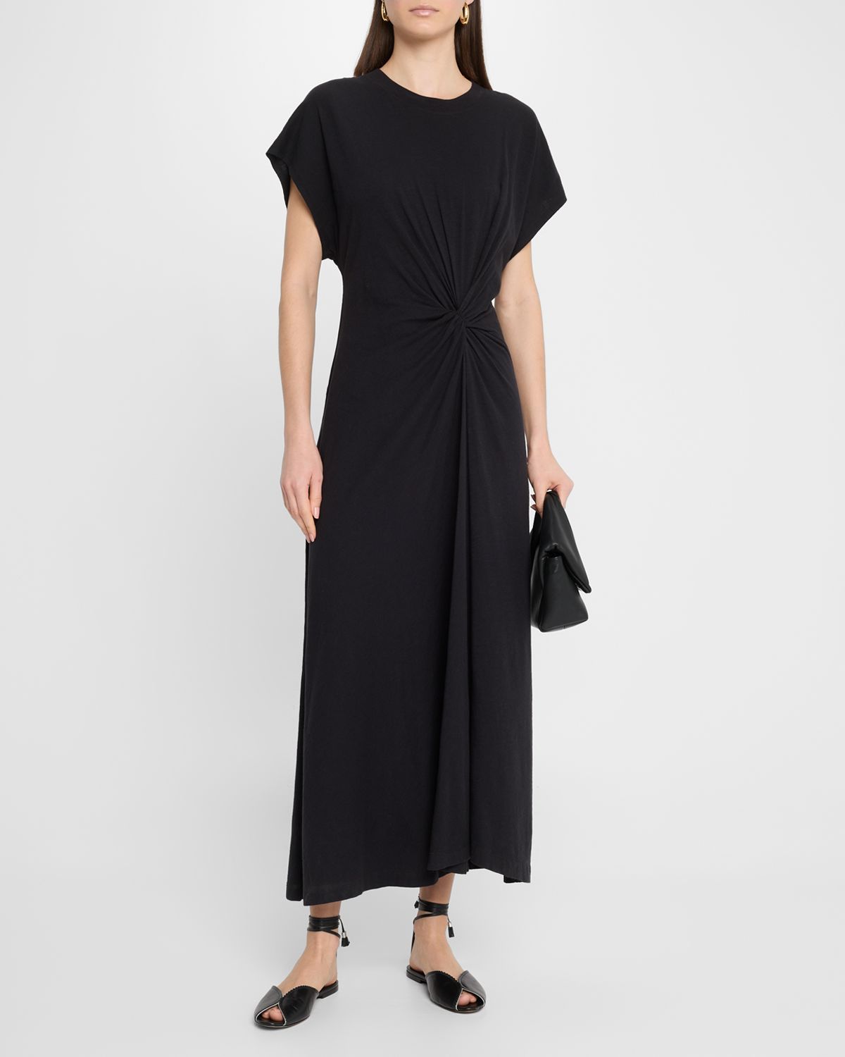 Apiece Apart Volta Dolman-Sleeve Twist Midi Dress