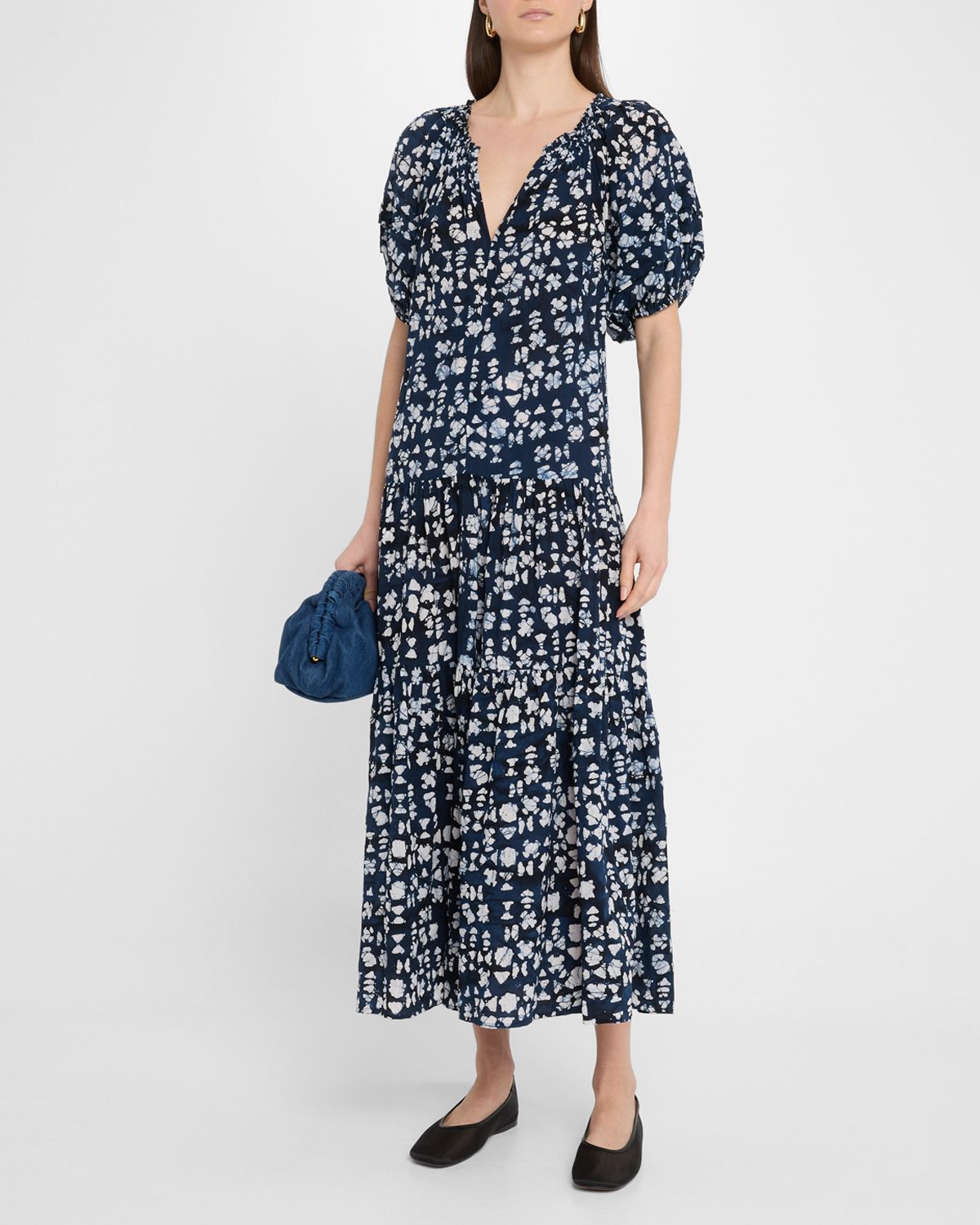 Apiece Apart Uva Tiered Abstract-Print Maxi Dress