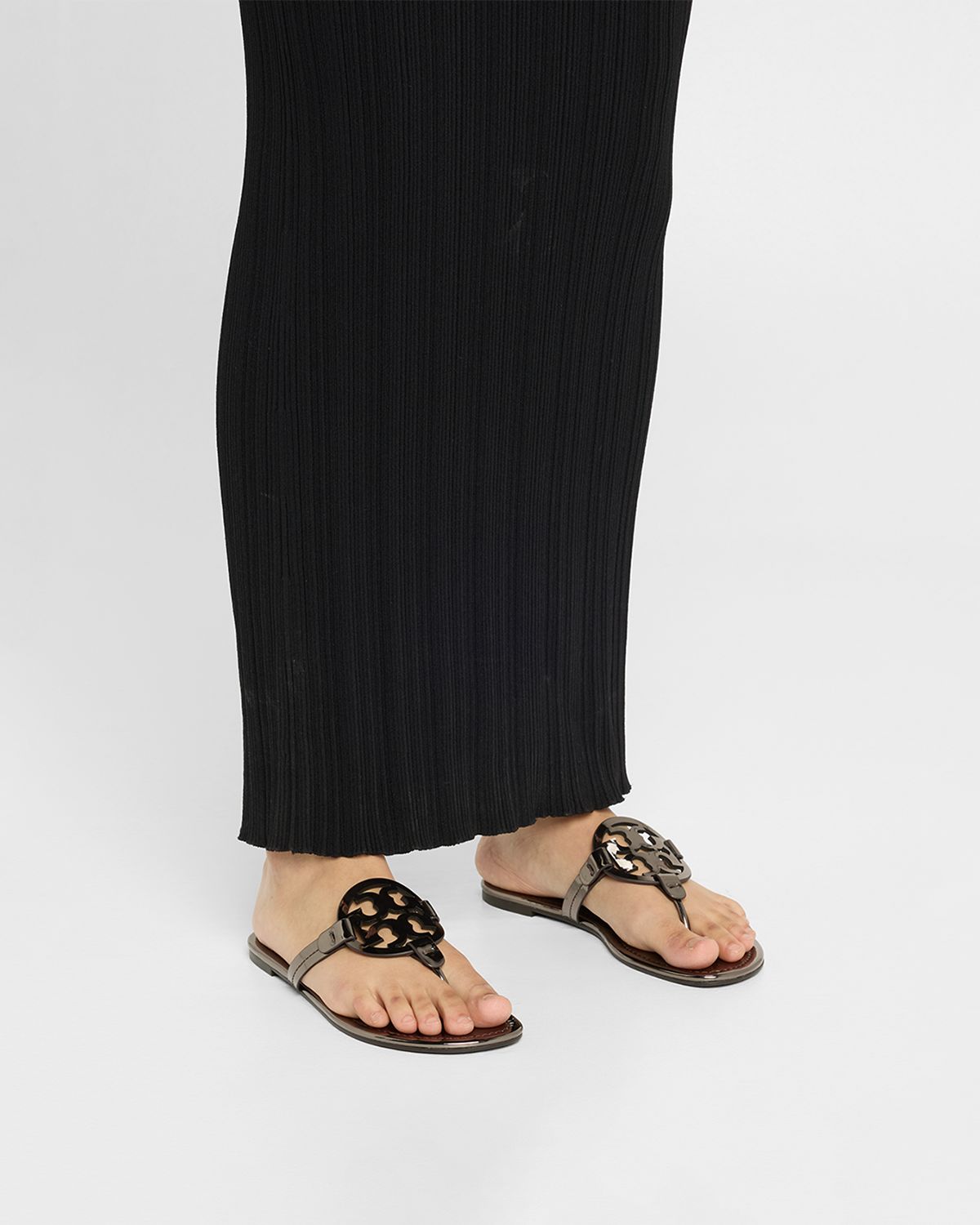 Tory Burch Miller Metallic Logo Thong Sandals