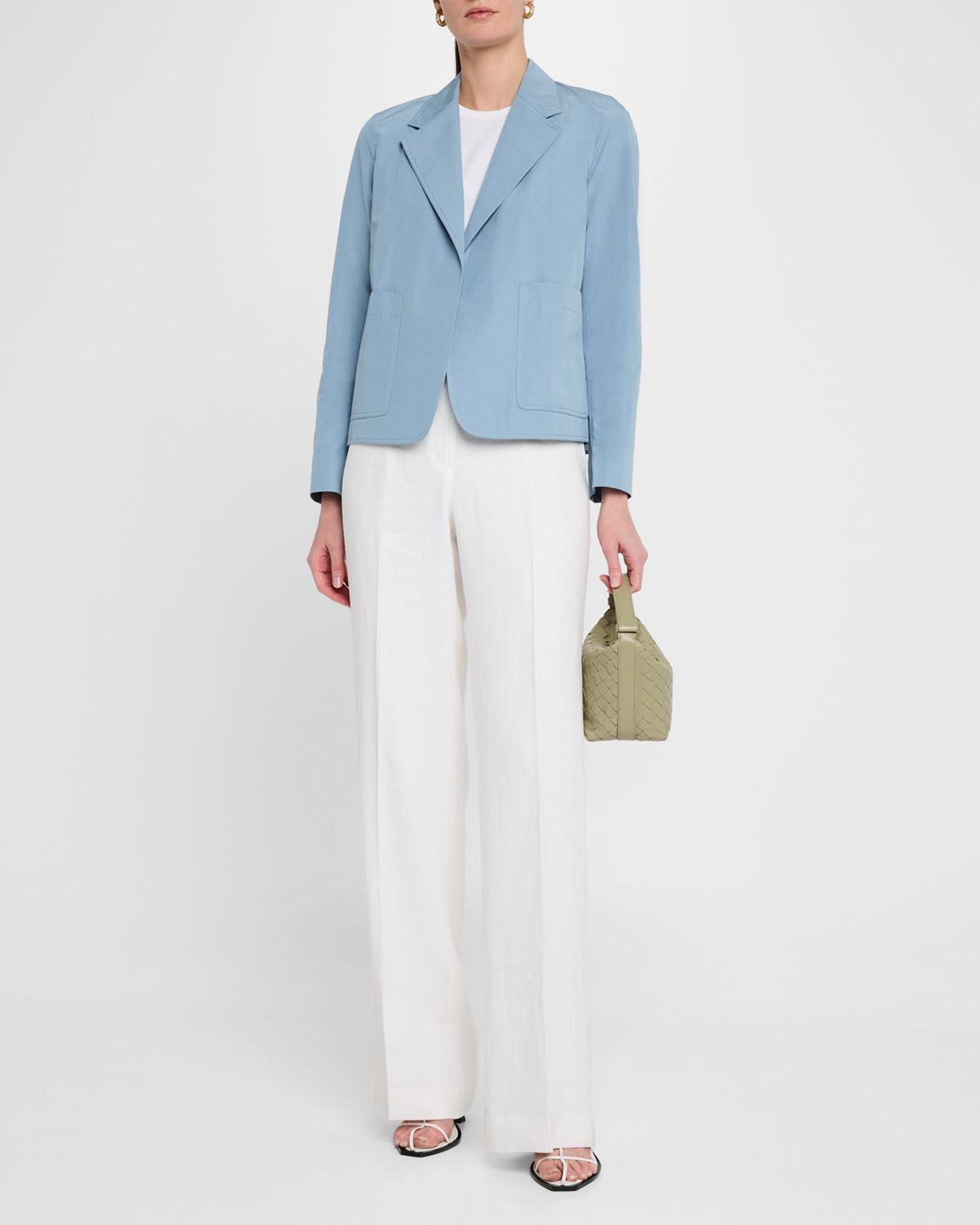 Lafayette 148 New York Open-Front Cotton Boyfriend Blazer