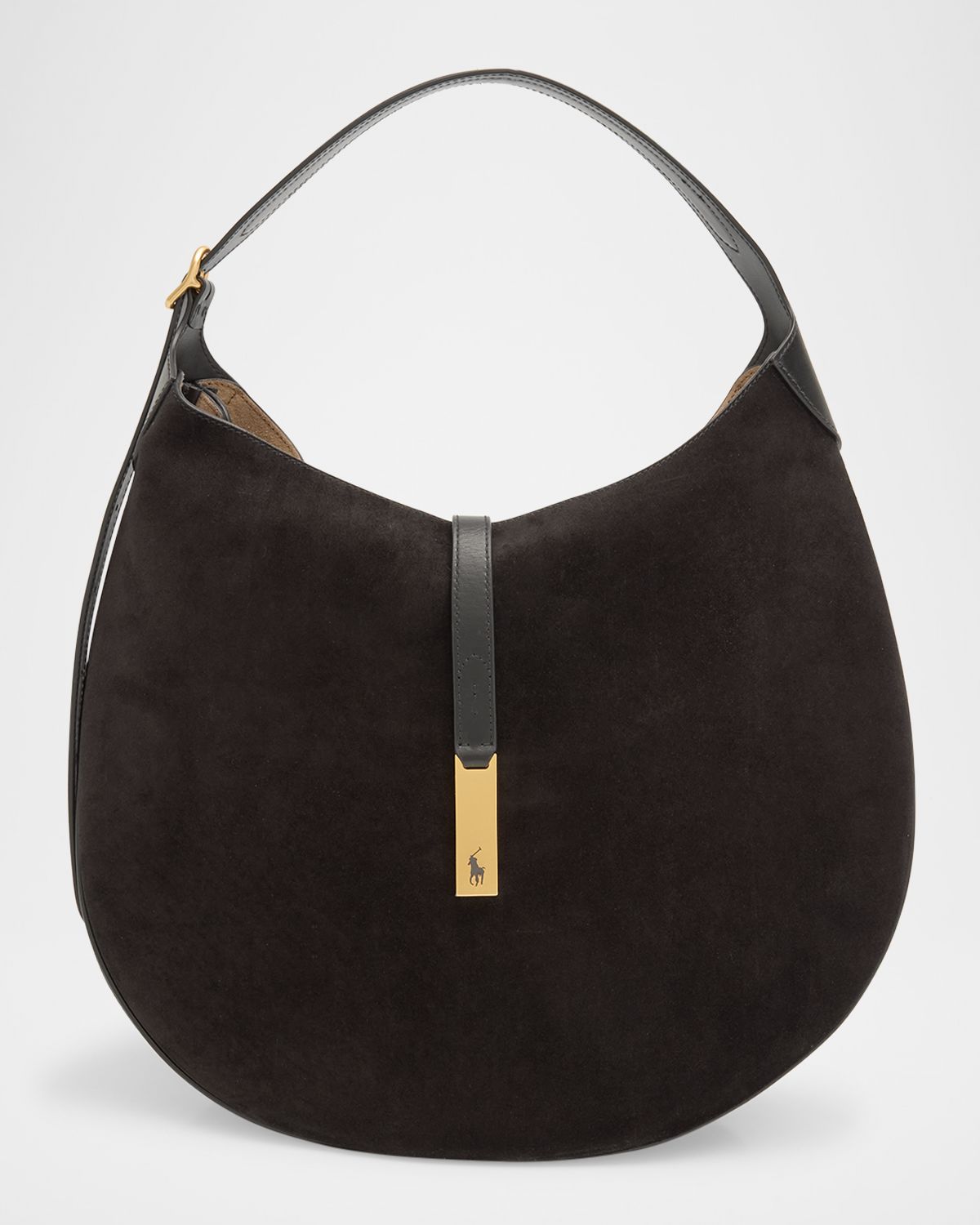 Polo Ralph Lauren Polo ID Suede and Leather Medium Shoulder Bag