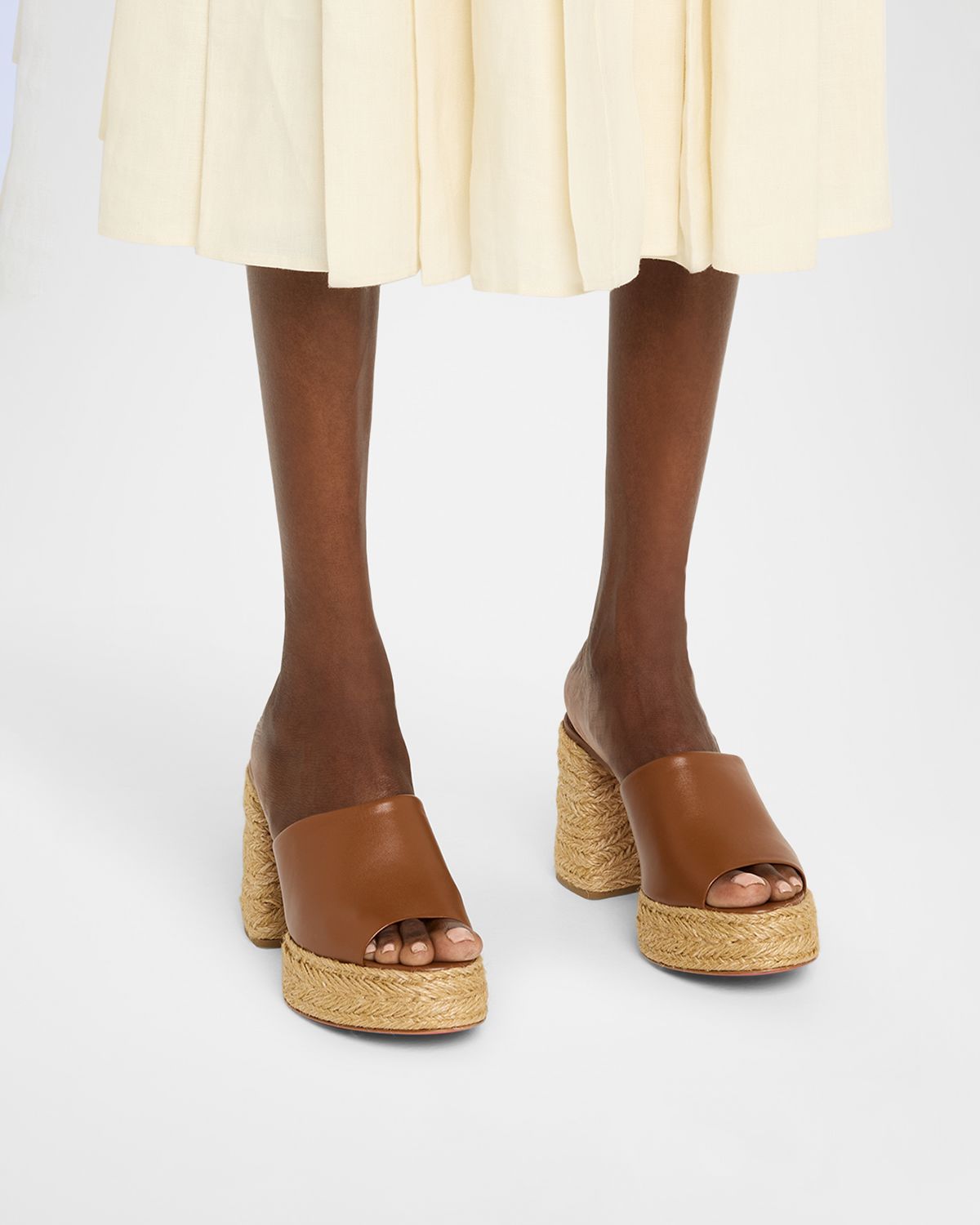 Christian Louboutin 85mm Calakala Leather Espadrille Mules