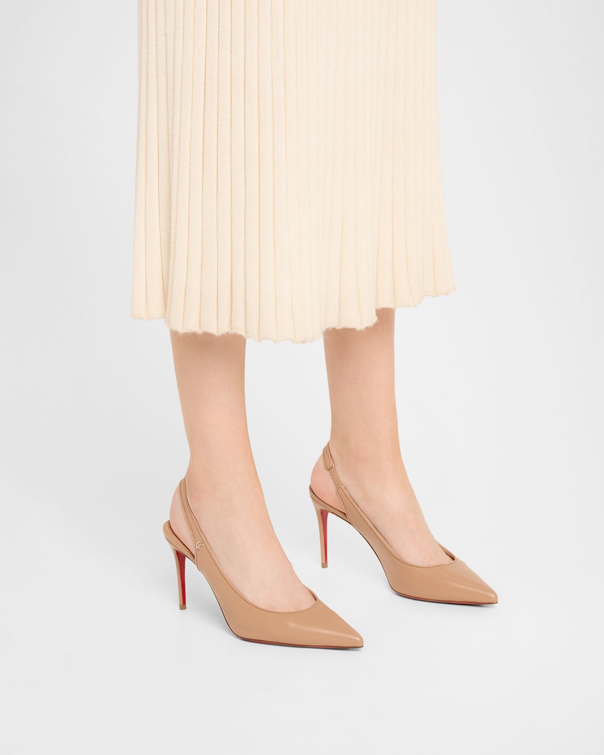 Christian Louboutin 85mm Sporty Kate Leather Slingback Pumps