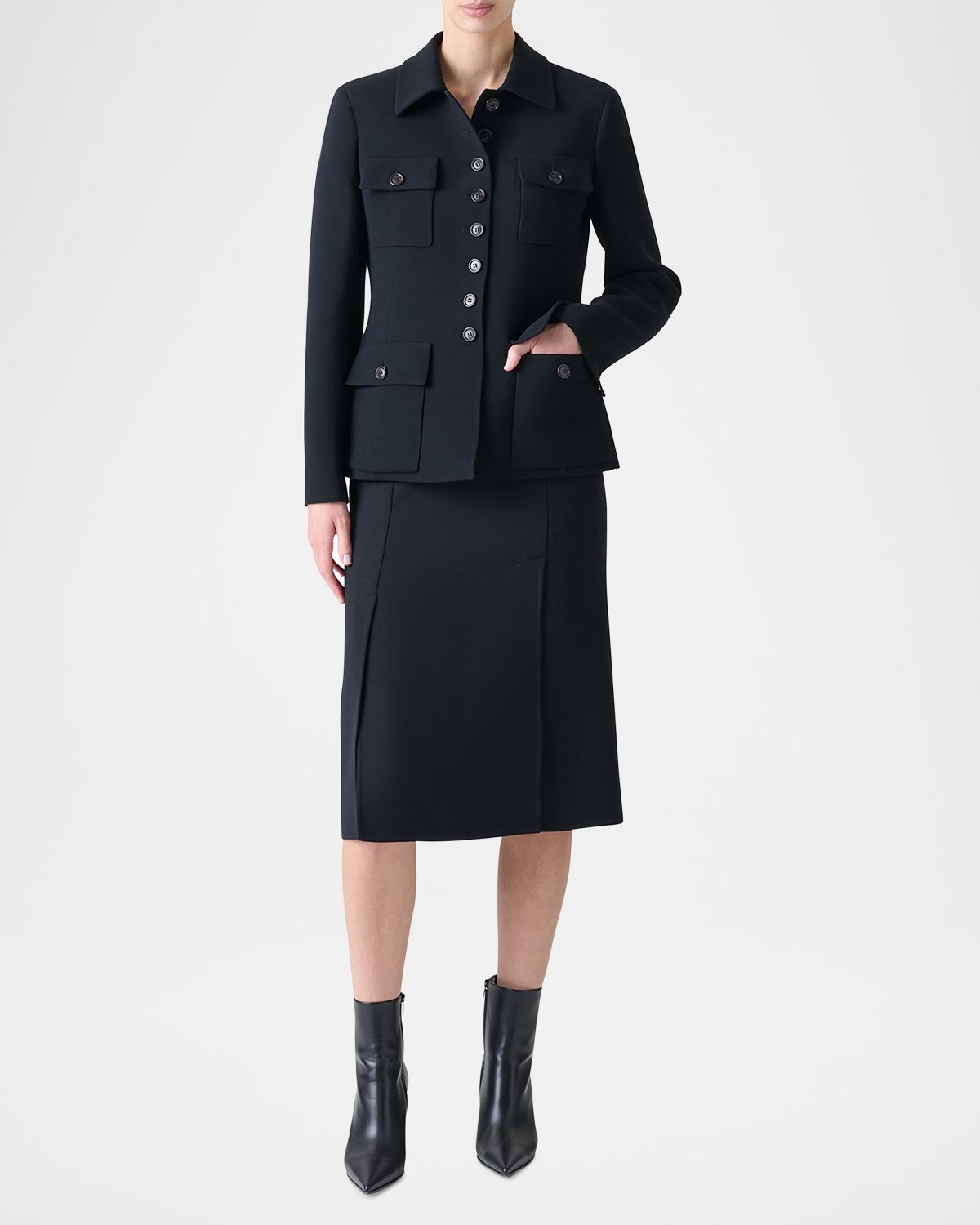 Akris Delia Single-Breasted Wool Double-Face Jacket