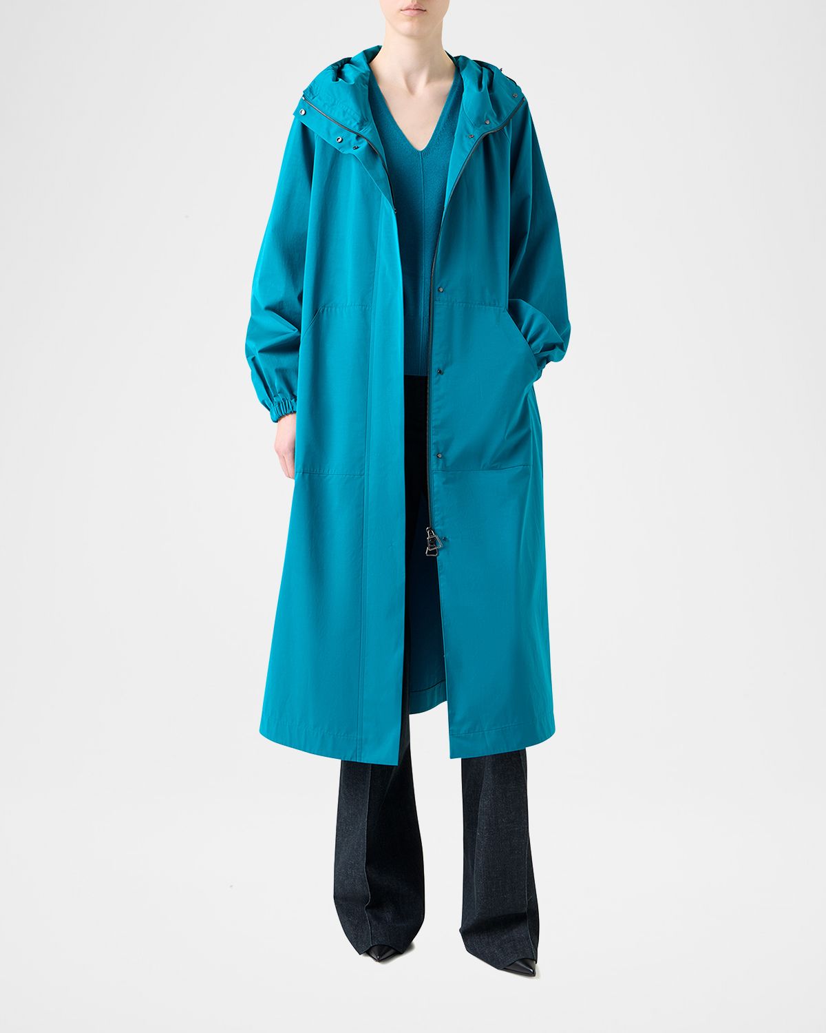 Akris Zachary Water-Resistant Techno Gabardine Long Coat