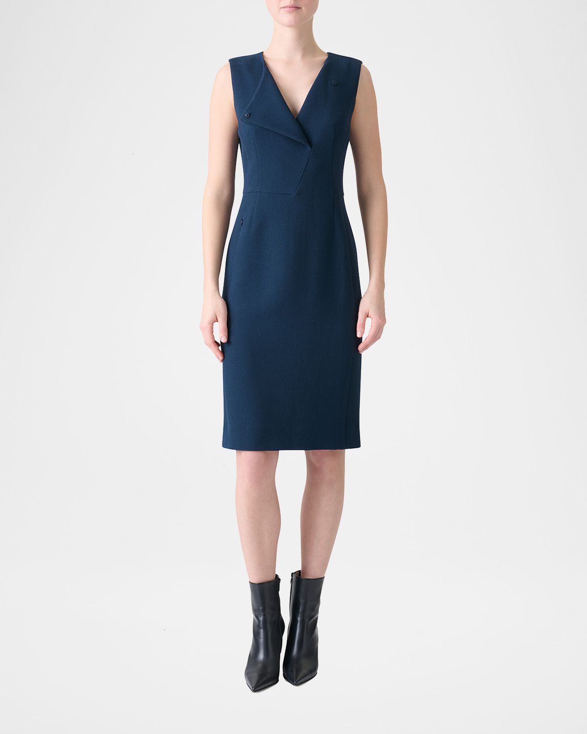 Akris Double-Face Wool Crepe Sheath Dress