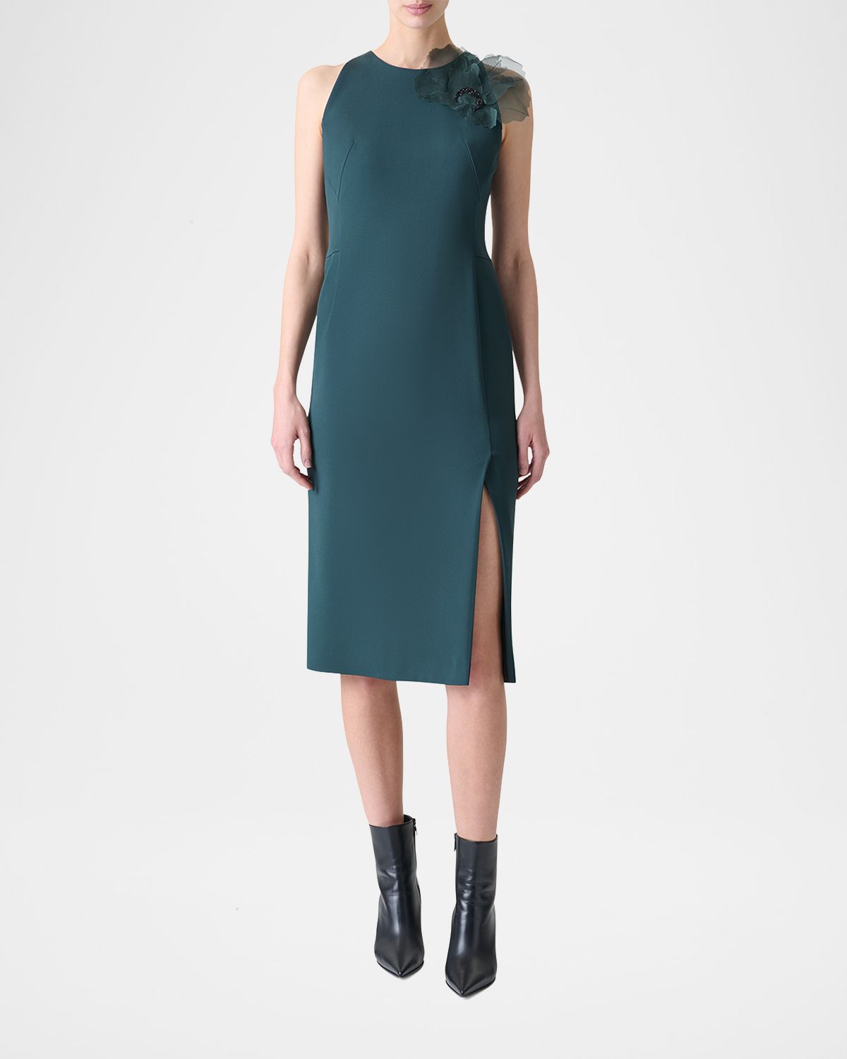 Akris 3D Anemone Flower Silk Crepe Sheath Dress