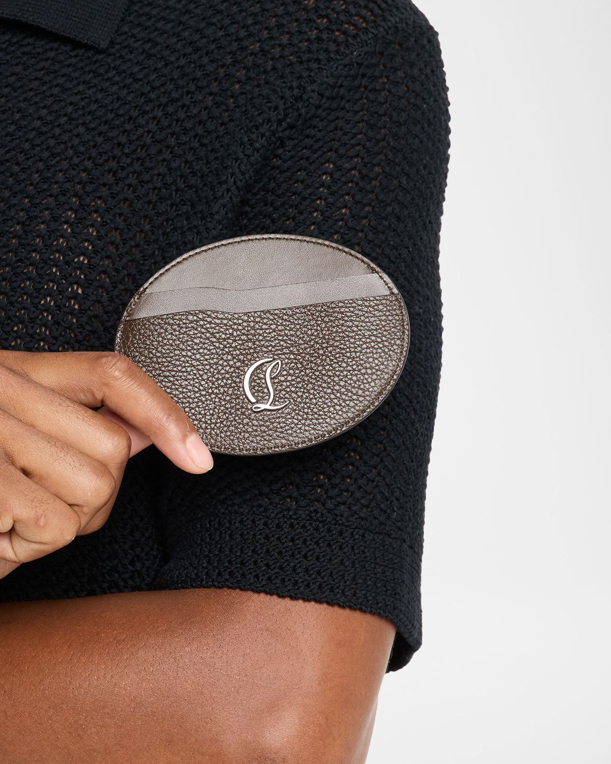 Christian Louboutin Men 's Mooncrest Galet Leather Card Holder