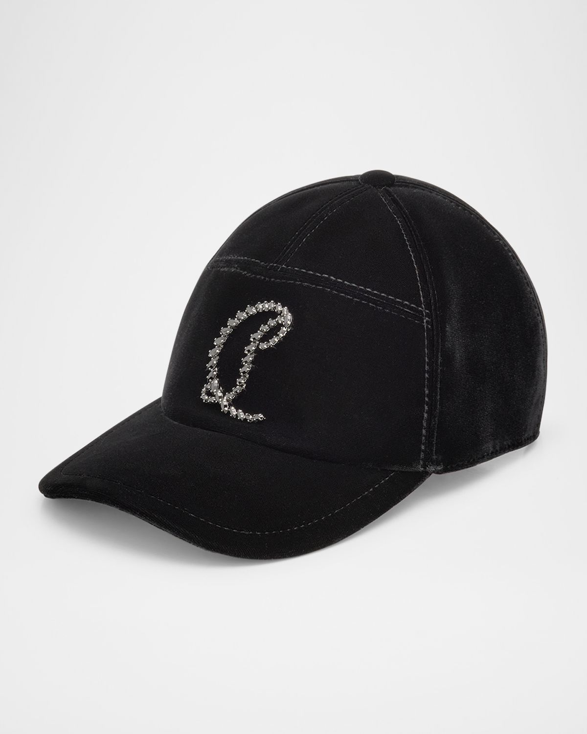 Christian Louboutin Men 's Mooncrest Rhinestone Velvet Baseball Cap | Thumbnail 3 Christian Louboutin Men 's Mooncrest Rhinestone Velvet Baseball Cap | Thumbnail 3