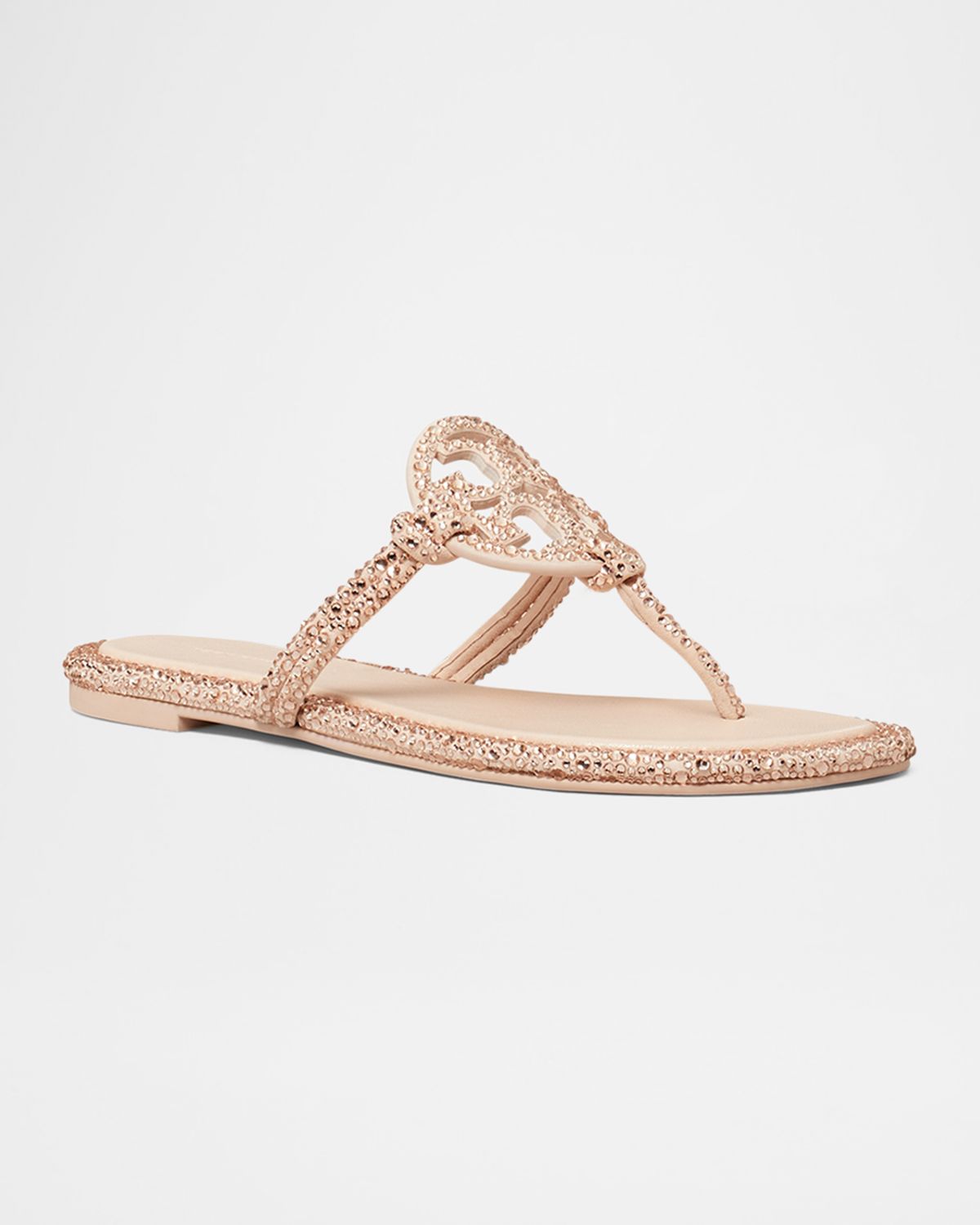 Tory Burch Miller Embellished Medallion Flat Thong Sandals