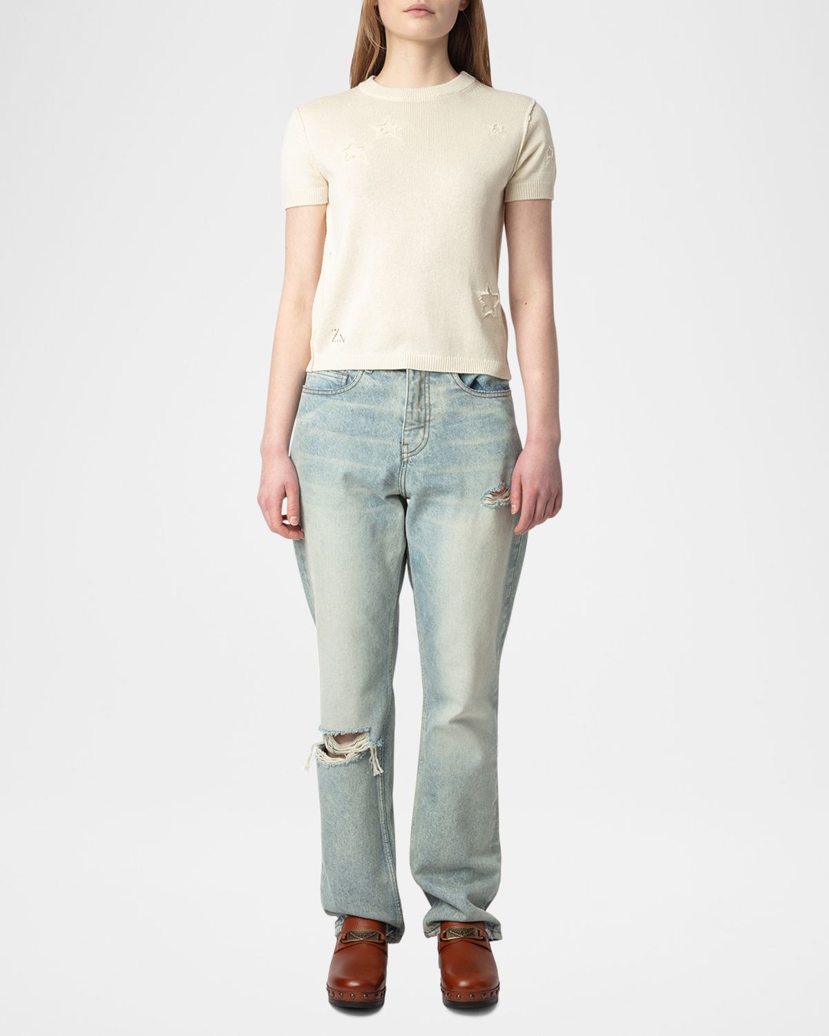 Zadig & Voltaire Bully Seco Stars Short-Sleeve Sweater